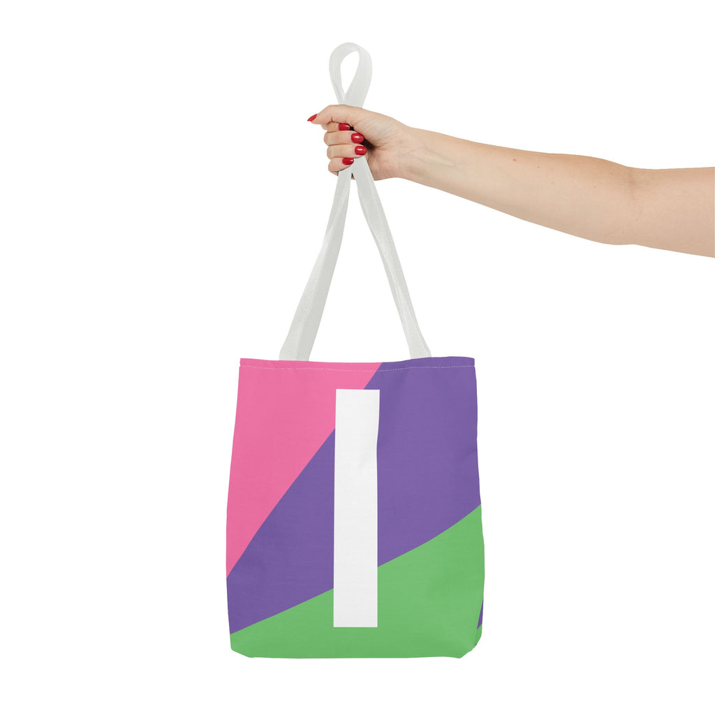 Monogram 'I' Colorblock Tote Bag — Personalized Initial I Shoulder Tote