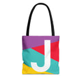 Monogram 'J' Colorblock Tote Bag — Personalized Initial J Shoulder Tote