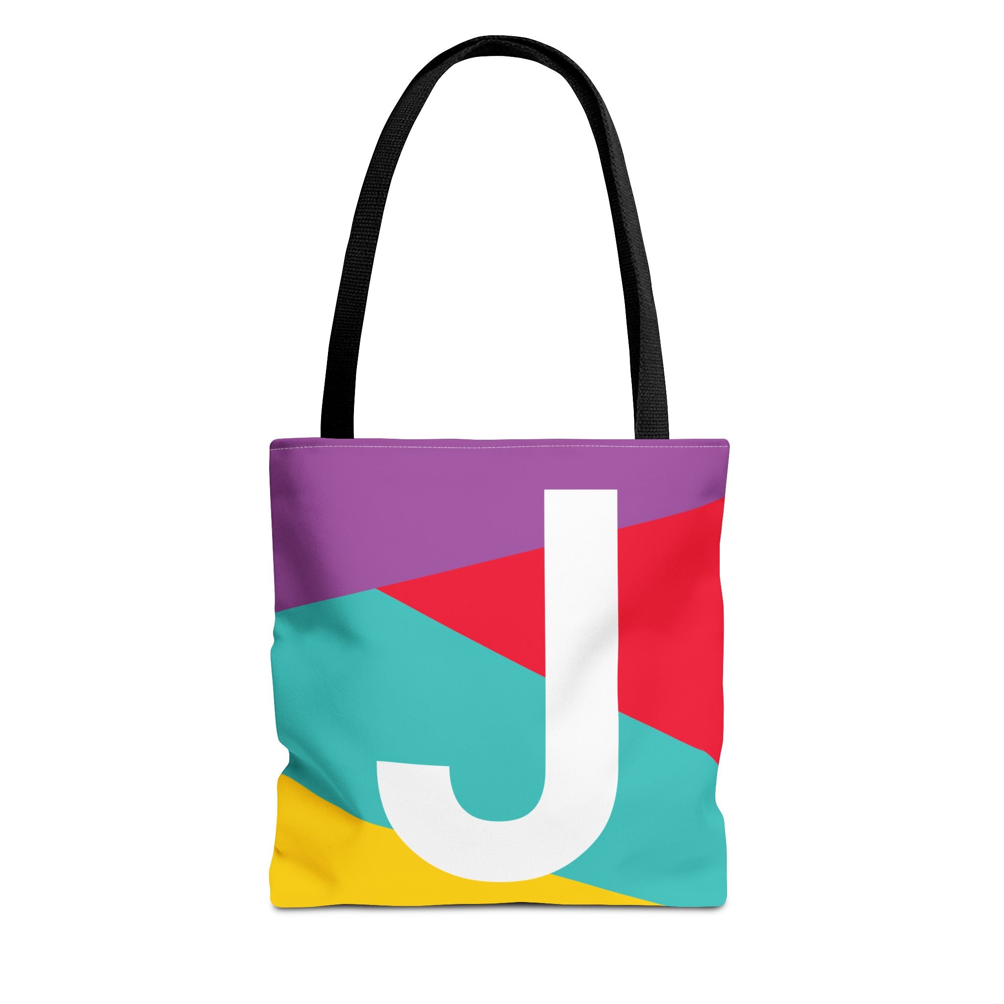 Monogram 'J' Colorblock Tote Bag — Personalized Initial J Shoulder Tote