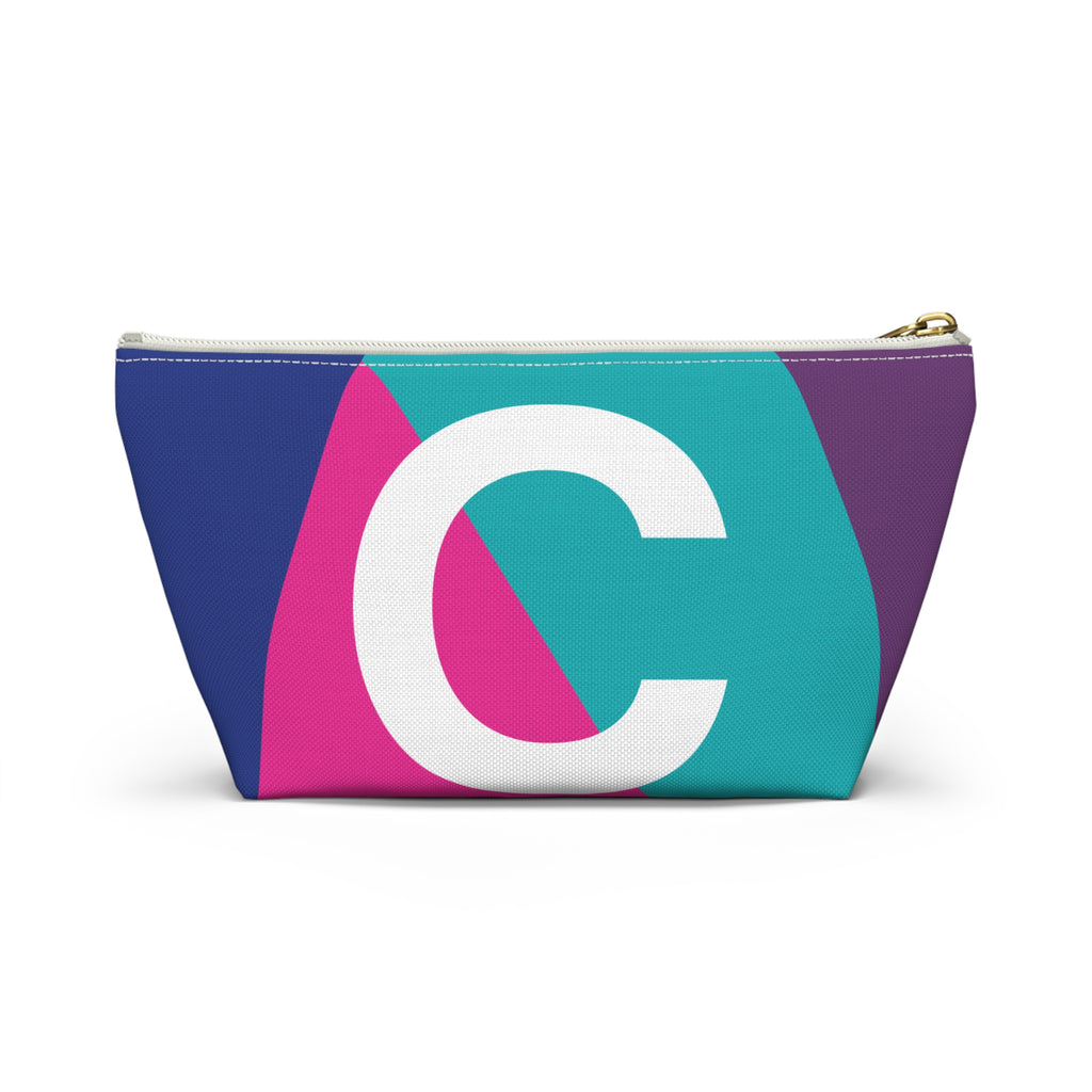 Initials Colorblock Accessory Pouch — Monogram C T-Bottom Cosmetic Bag