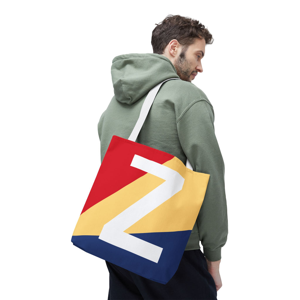 Monogram 'Z' Colorblock Tote Bag — Personalized Initial Z Shoulder Tote