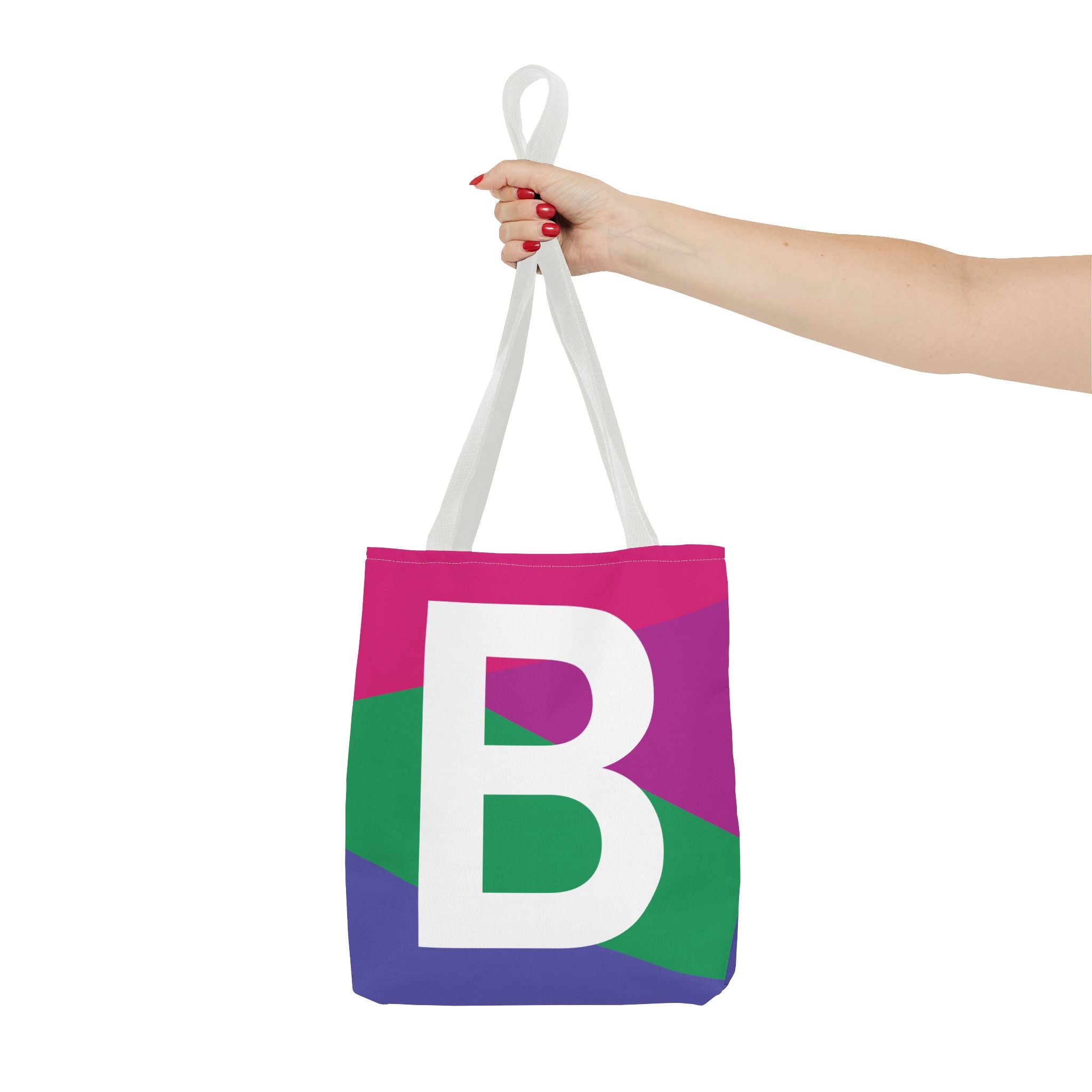 Monogram 'B' Colorblock Tote Bag — Personalized Initial B Shoulder Tote