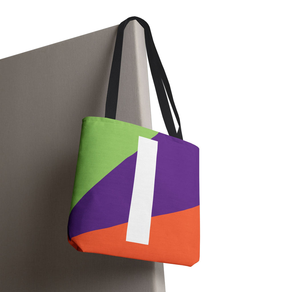 Monogram 'I' Colorblock Tote Bag — Personalized Initial I Shoulder Tote