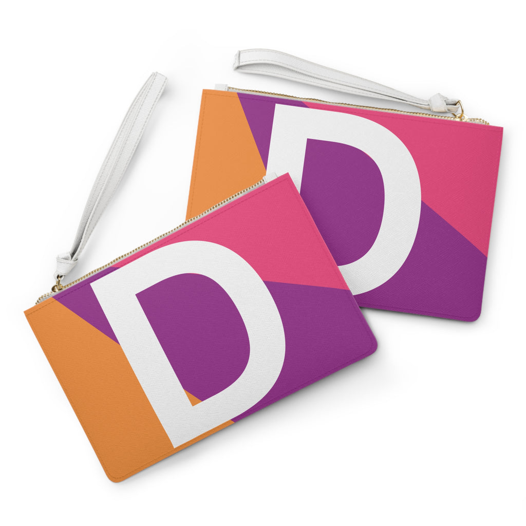 Monogram 'D' Colorblock Clutch Bag — Bold Geometric Wristlet for Everyday & Gifts