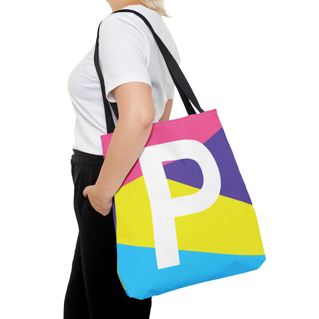 Monogram 'P' Colorblock Tote Bag — Personalized Initial P Shoulder Tote