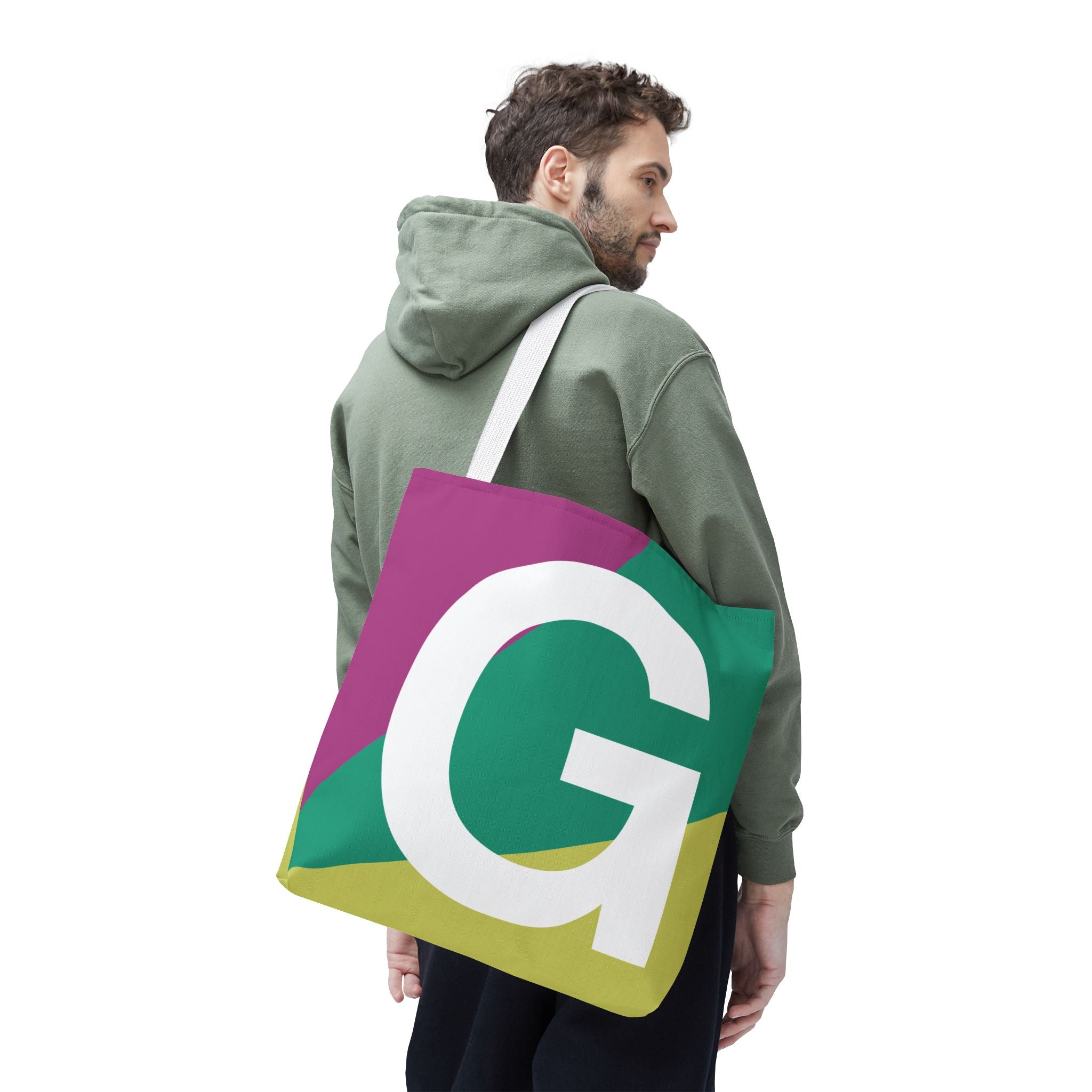 Monogram 'G' Colorblock Tote Bag — Personalized Initial G Shoulder Tote