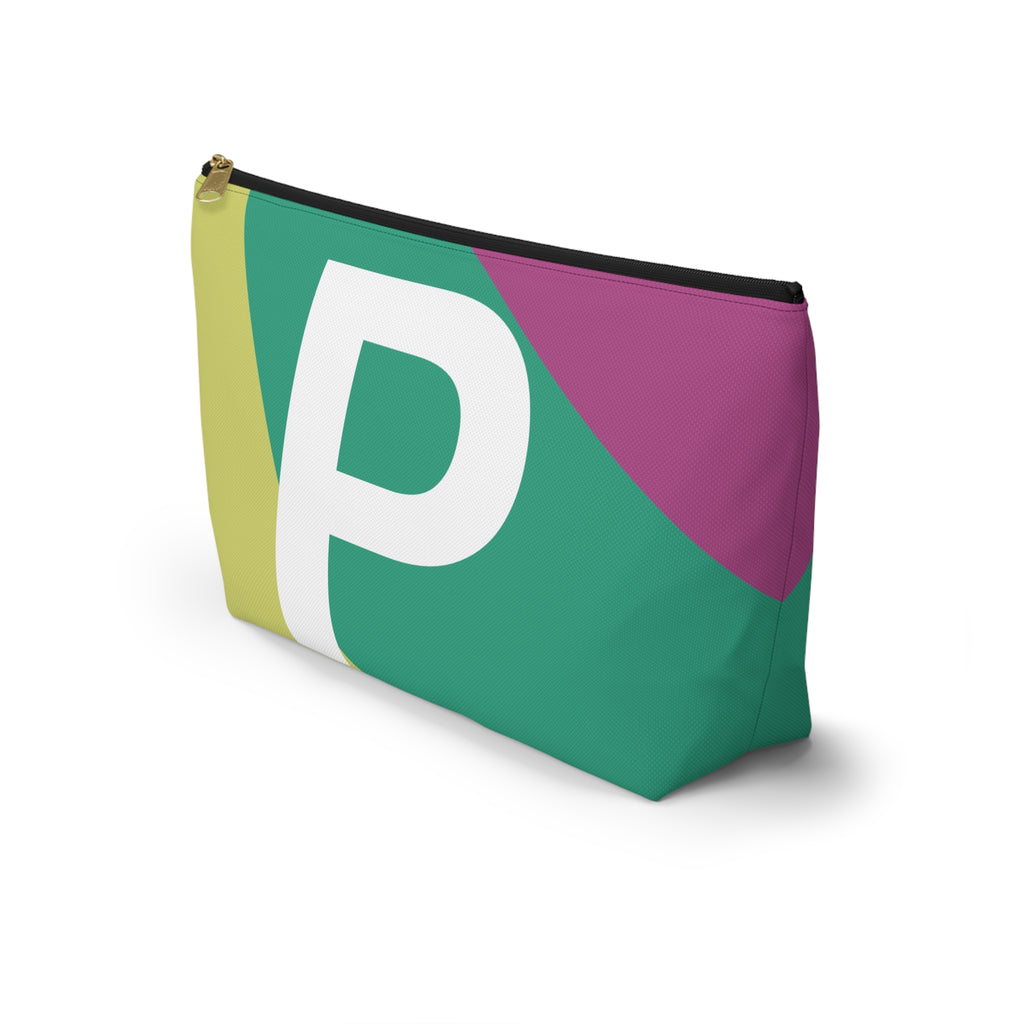 Initials Colorblock Accessory Pouch — Monogram P T-Bottom Cosmetic Bag