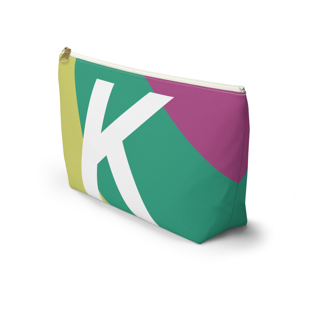Initials Colorblock Accessory Pouch — Monogram K T-Bottom Cosmetic Bag