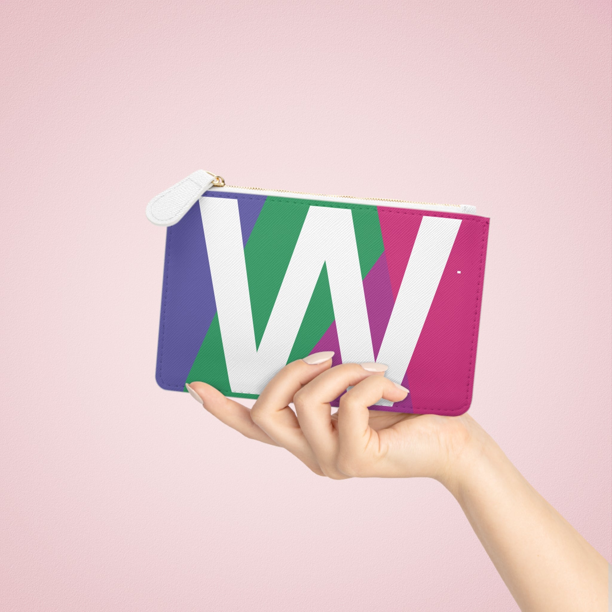 Initial W Mini Clutch — Colorblock Monogram Wristlet Wallet