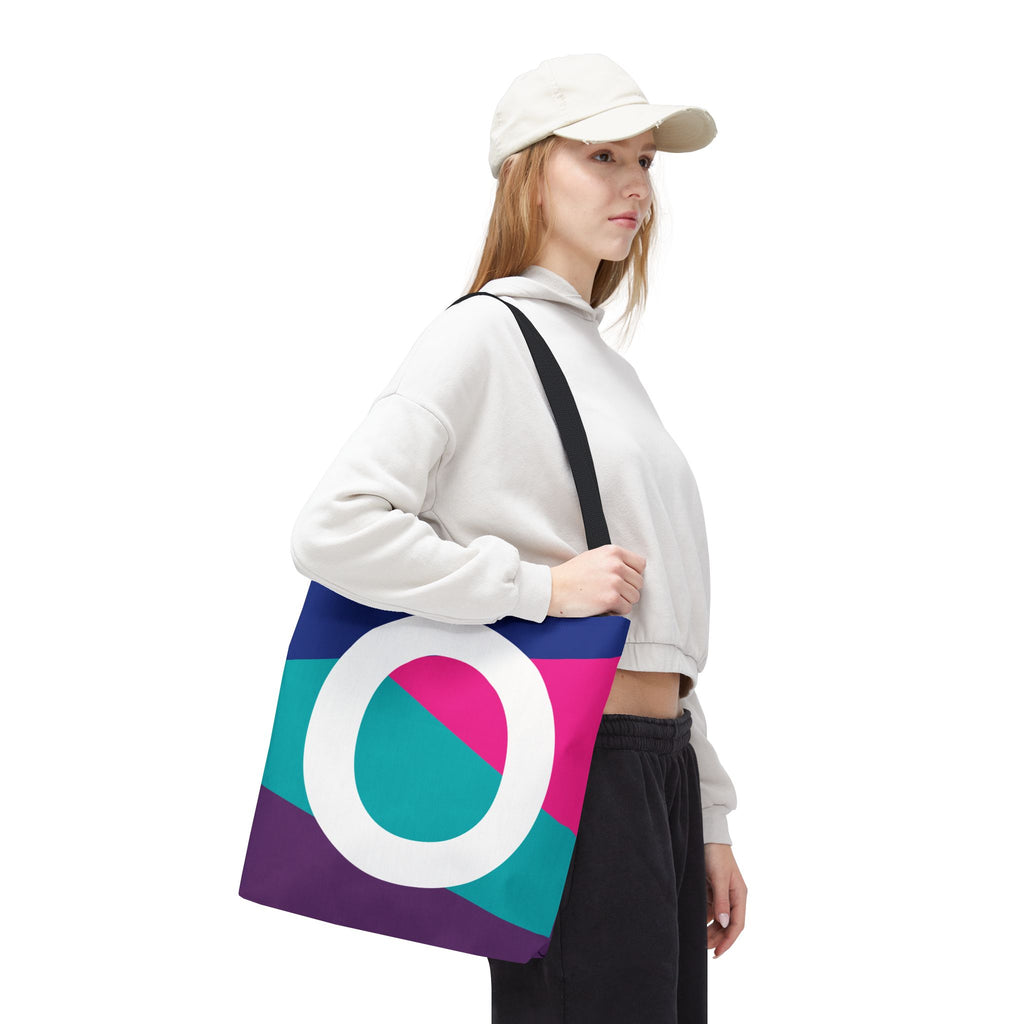 Monogram 'O' Colorblock Tote Bag — Personalized Initial O Shoulder Tote