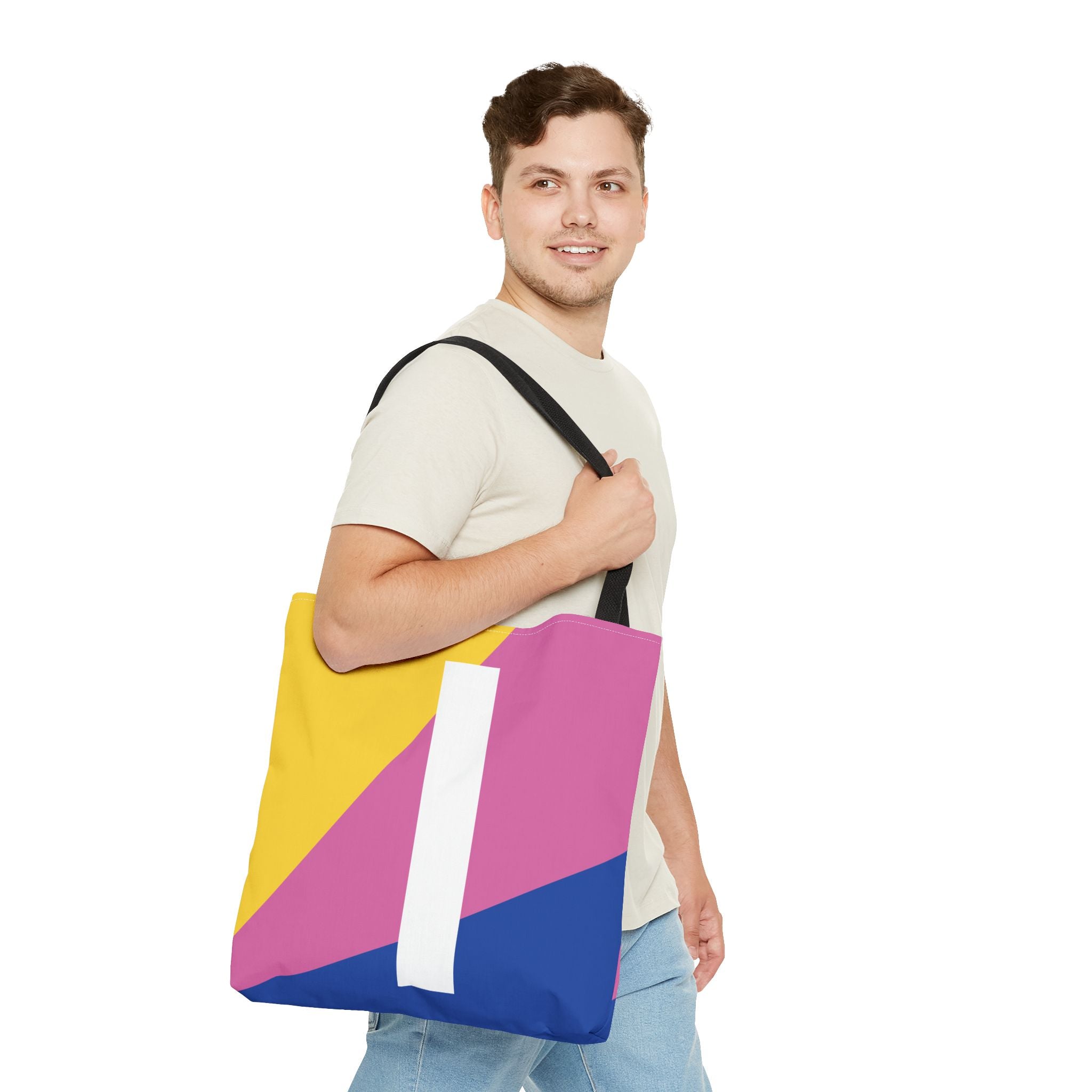 Monogram 'I' Colorblock Tote Bag — Personalized Initial I Shoulder Tote