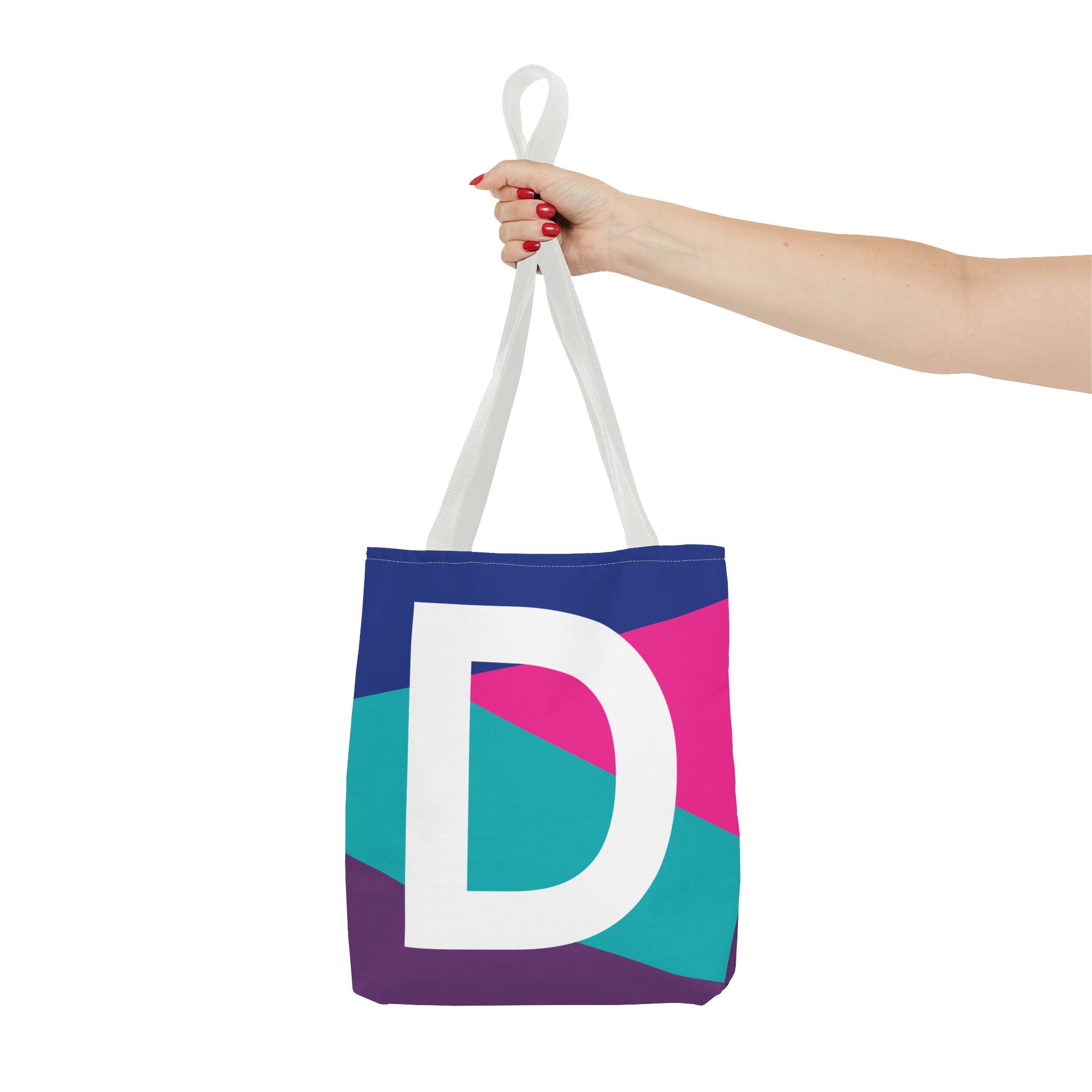 Monogram 'D' Colorblock Tote Bag — Personalized Initial D Shoulder Tote