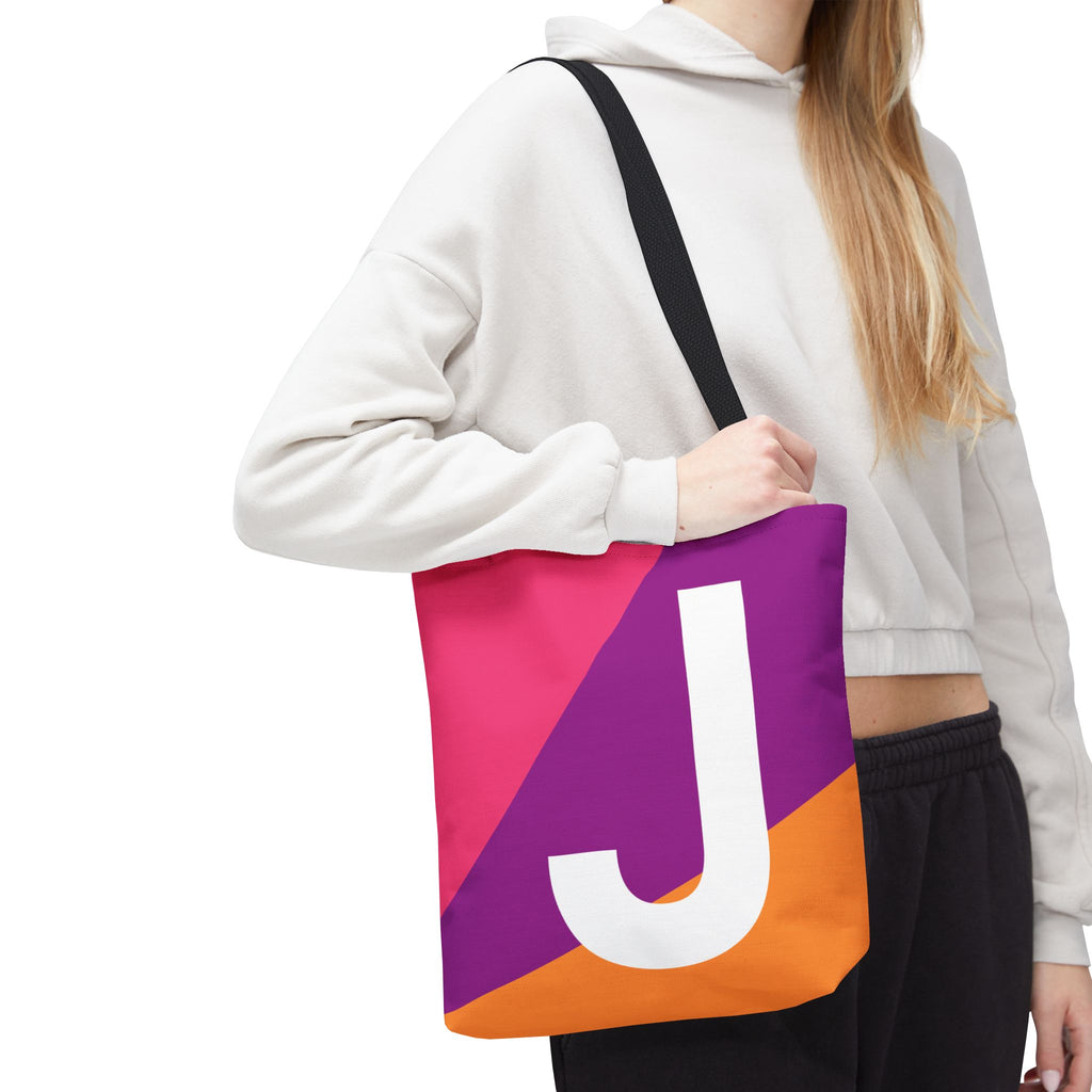 Monogram 'J' Colorblock Tote Bag — Personalized Initial J Shoulder Tote
