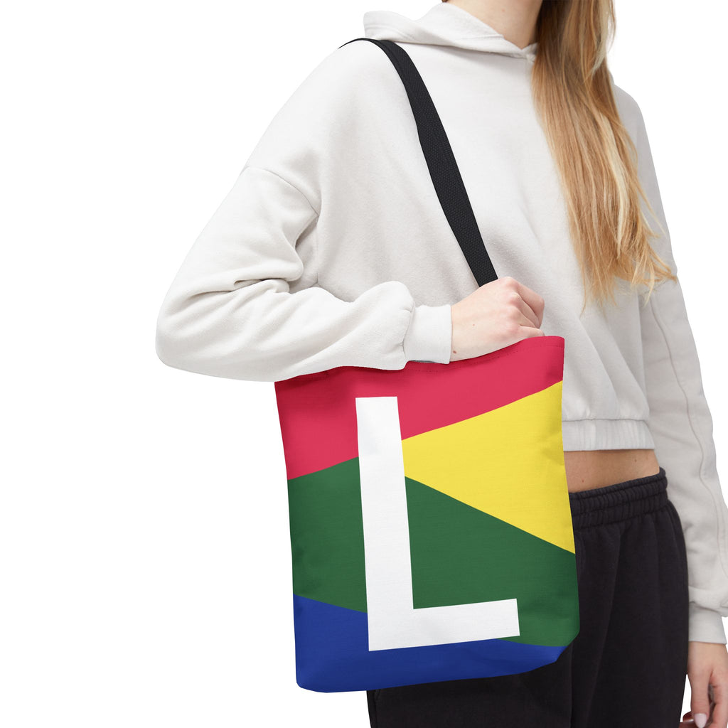 Monogram 'L' Colorblock Tote Bag — Personalized Initial L Shoulder Tote
