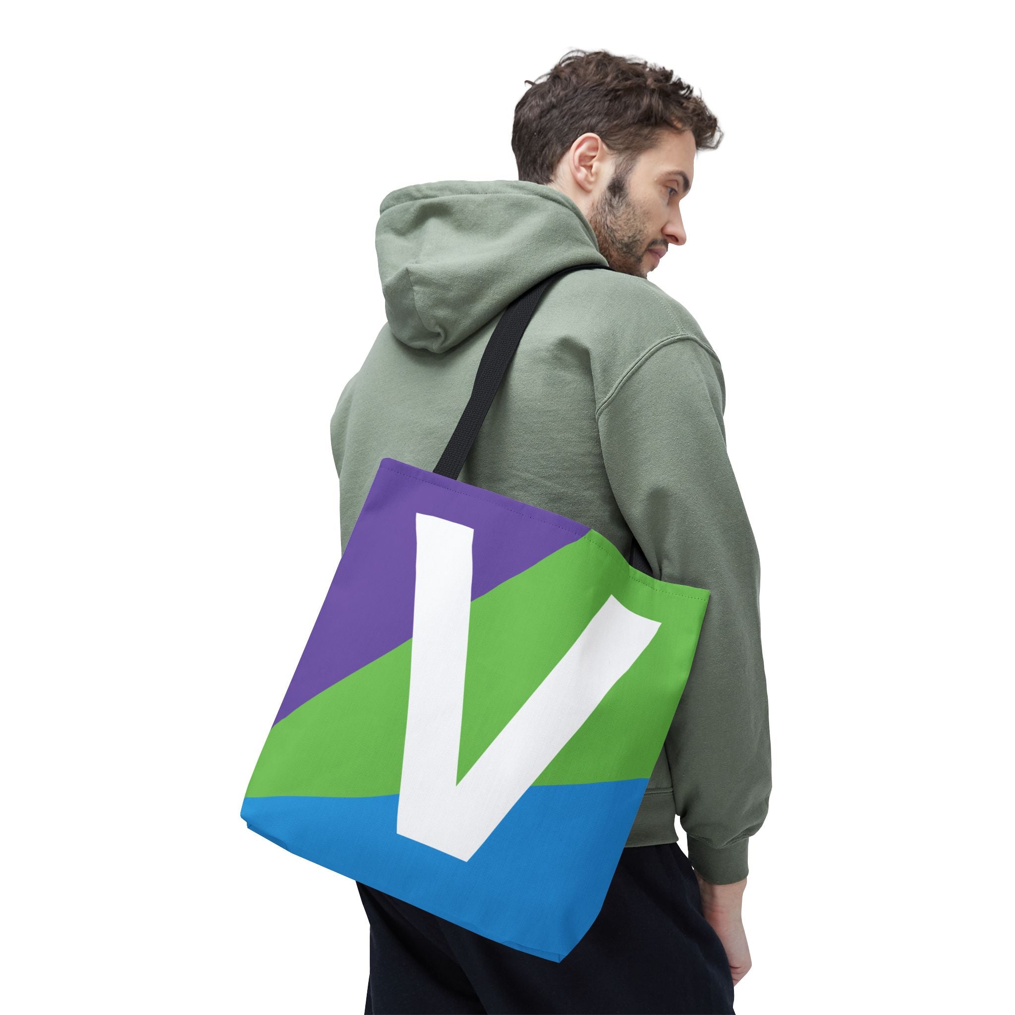 Monogram 'V' Colorblock Tote Bag — Personalized Initial V Shoulder Tote