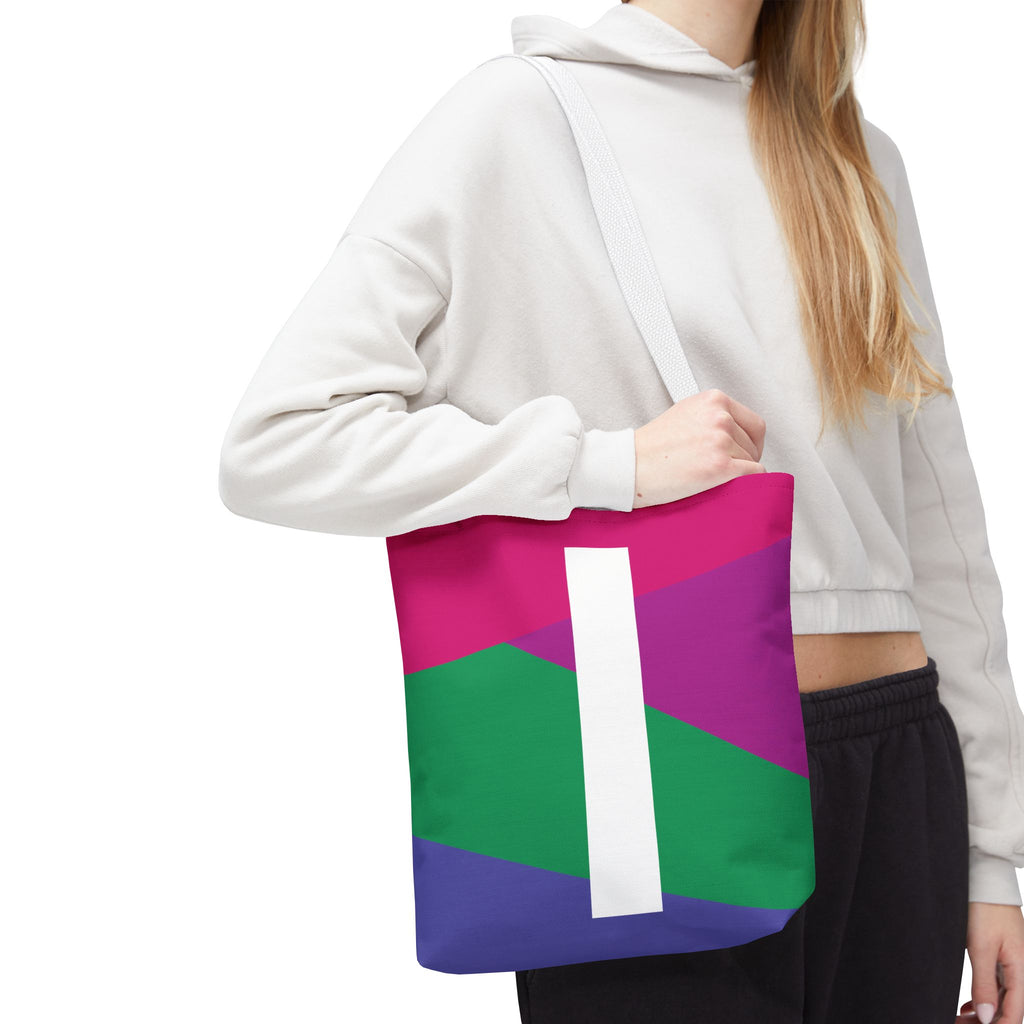 Monogram 'I' Colorblock Tote Bag — Personalized Initial I Shoulder Tote