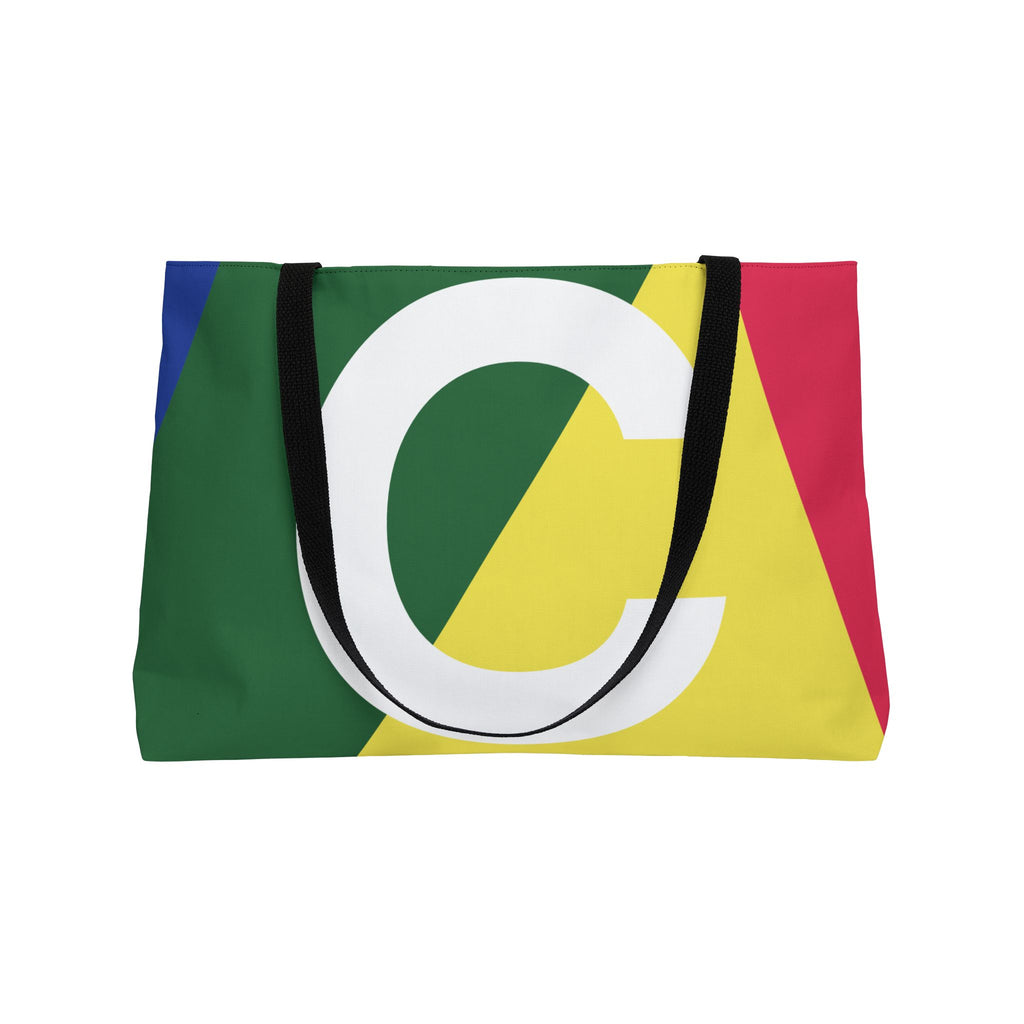 Personalized 'C' Colorblock Tote Bag — Monogram Weekender Tote
