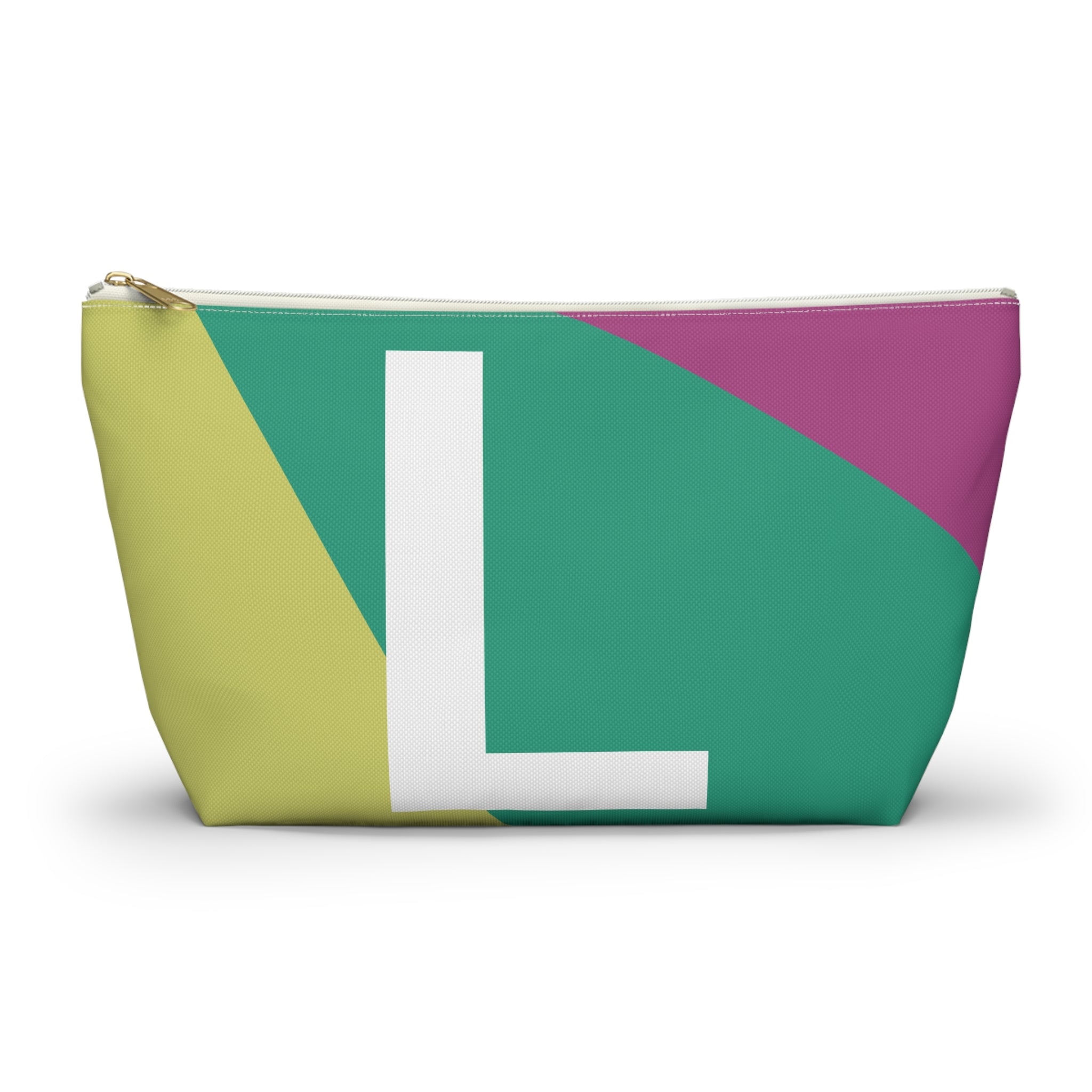 Initials Colorblock Accessory Pouch — Monogram L T-Bottom Cosmetic Bag