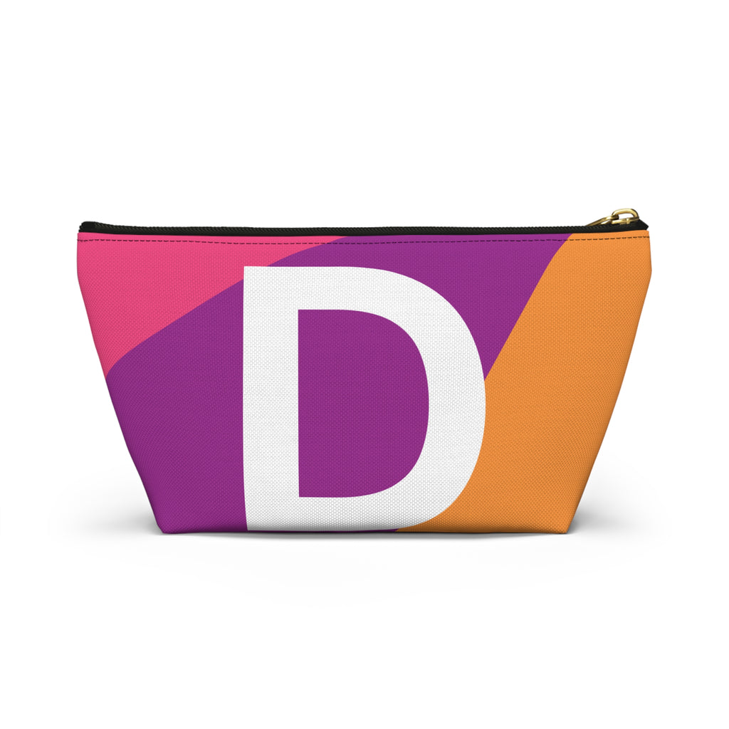 Initials Colorblock Accessory Pouch — Monogram D T-Bottom Cosmetic Bag