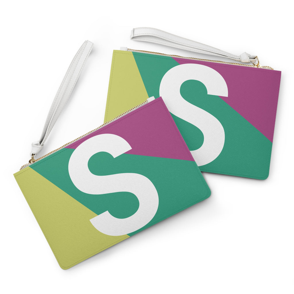 Monogram 'S' Colorblock Clutch Bag — Bold Geometric Wristlet for Everyday & Gifts