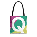 Monogram 'Q' Colorblock Tote Bag — Personalized Initial Q Shoulder Tote