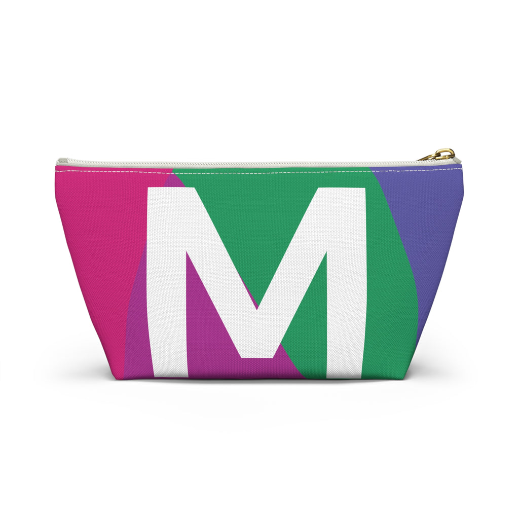 Initials Colorblock Accessory Pouch — Monogram M T-Bottom Cosmetic Bag