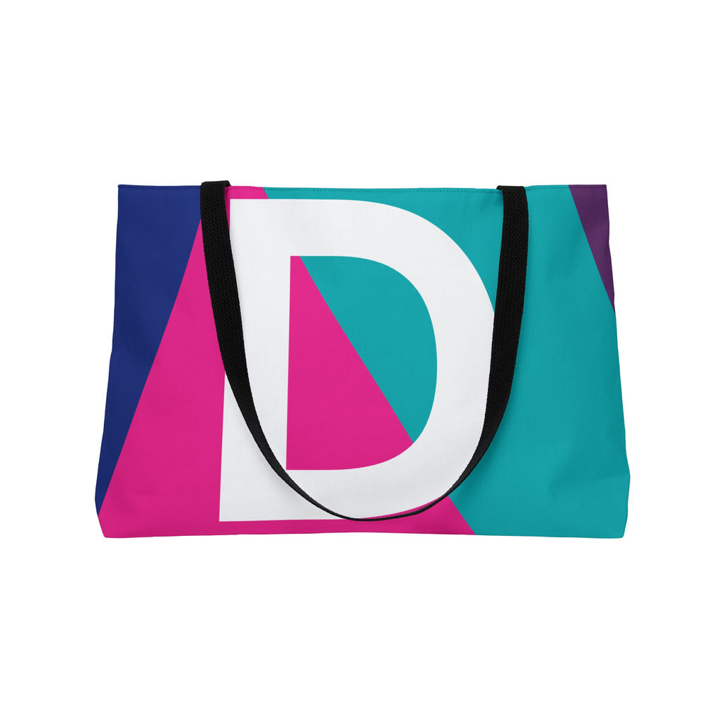 Personalized 'D' Colorblock Tote Bag — Monogram Weekender Tote