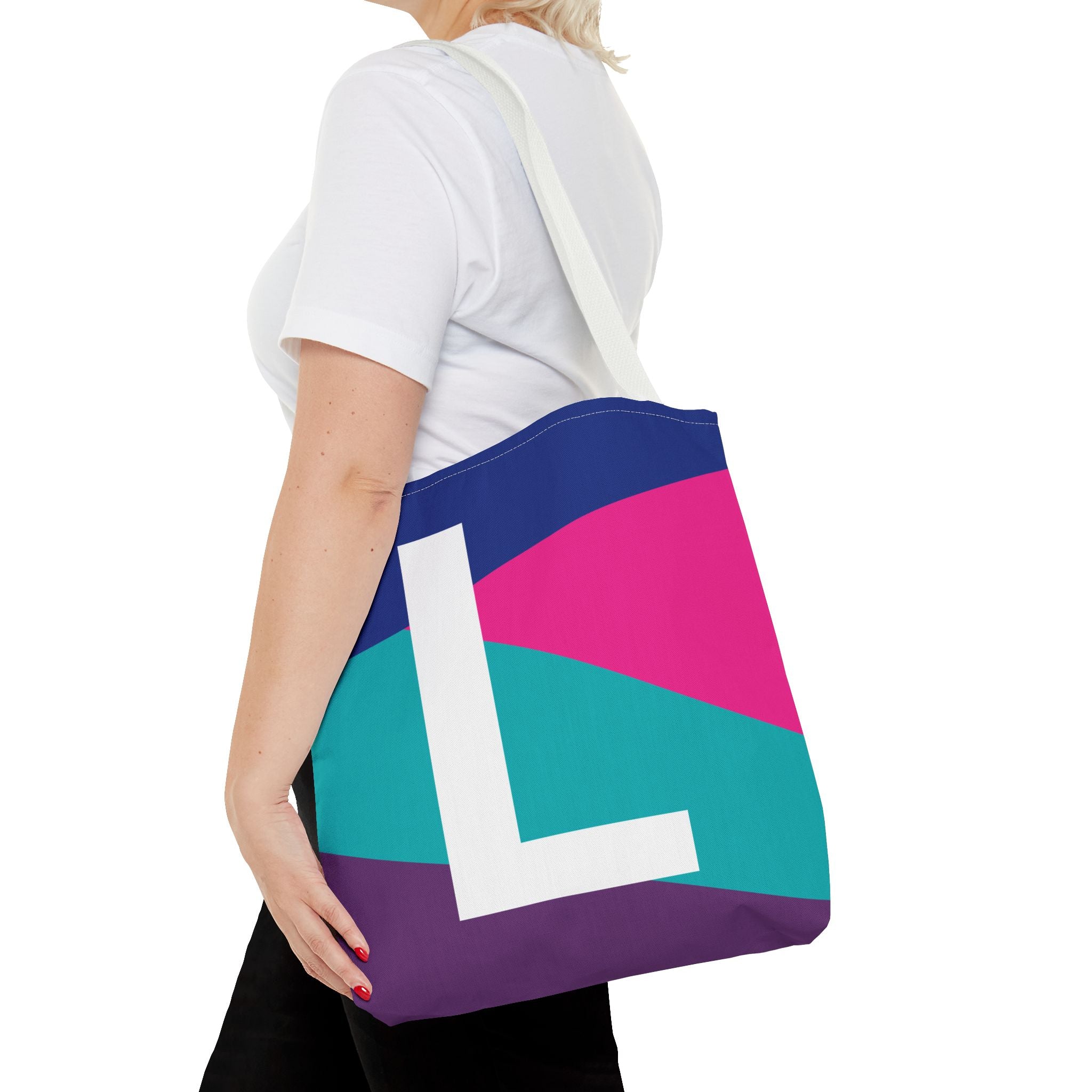 Monogram 'L' Colorblock Tote Bag — Personalized Initial L Shoulder Tote