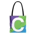 Monogram 'C' Colorblock Tote Bag — Personalized Initial C Shoulder Tote