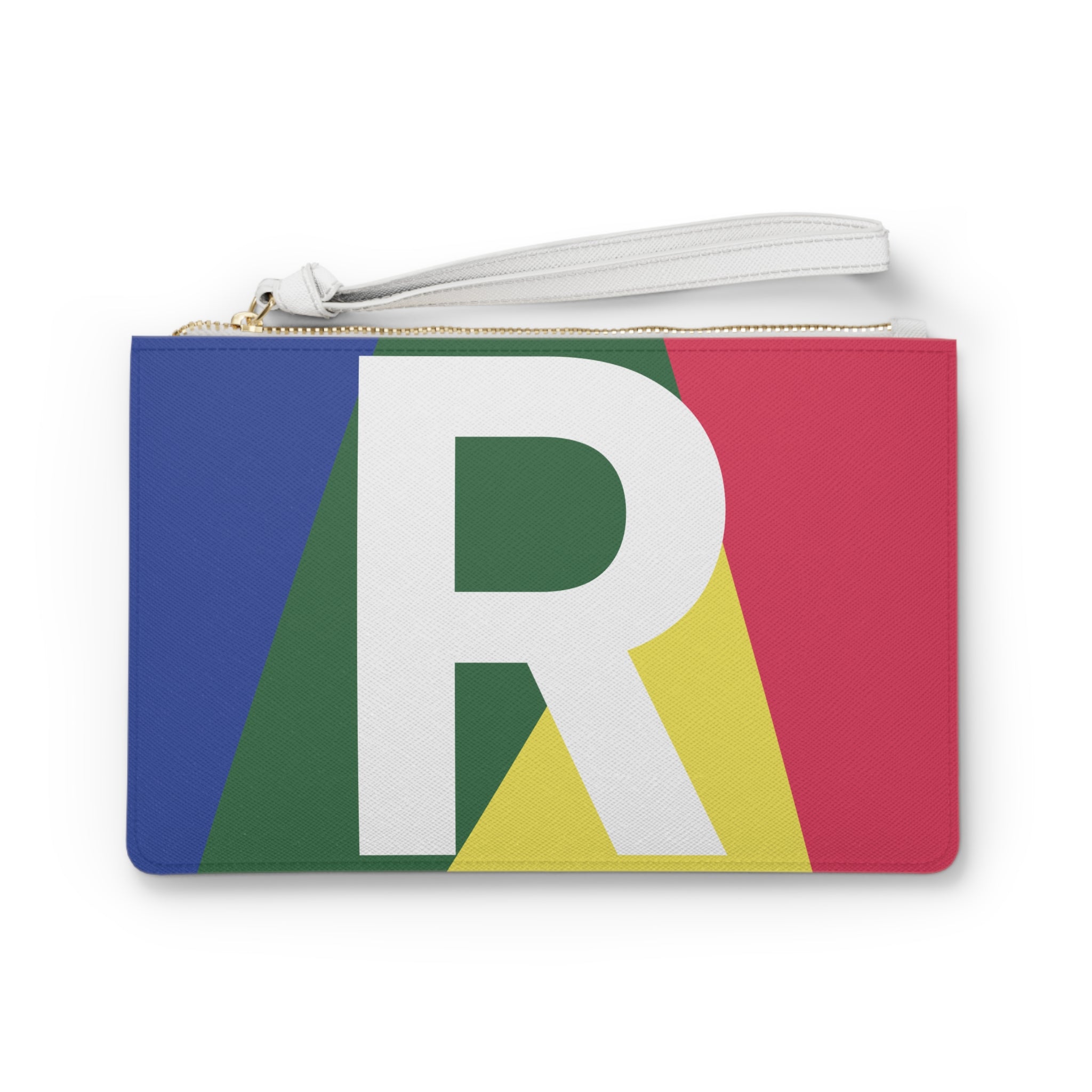 Monogram 'R' Colorblock Clutch Bag — Bold Geometric Wristlet for Everyday & Gifts