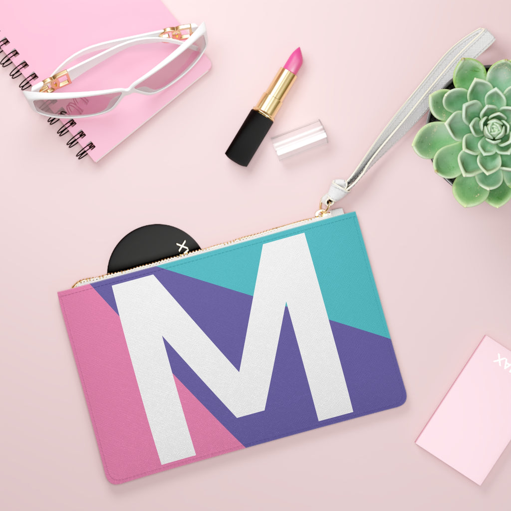 Monogram 'M' Colorblock Clutch Bag — Bold Geometric Wristlet for Everyday & Gifts