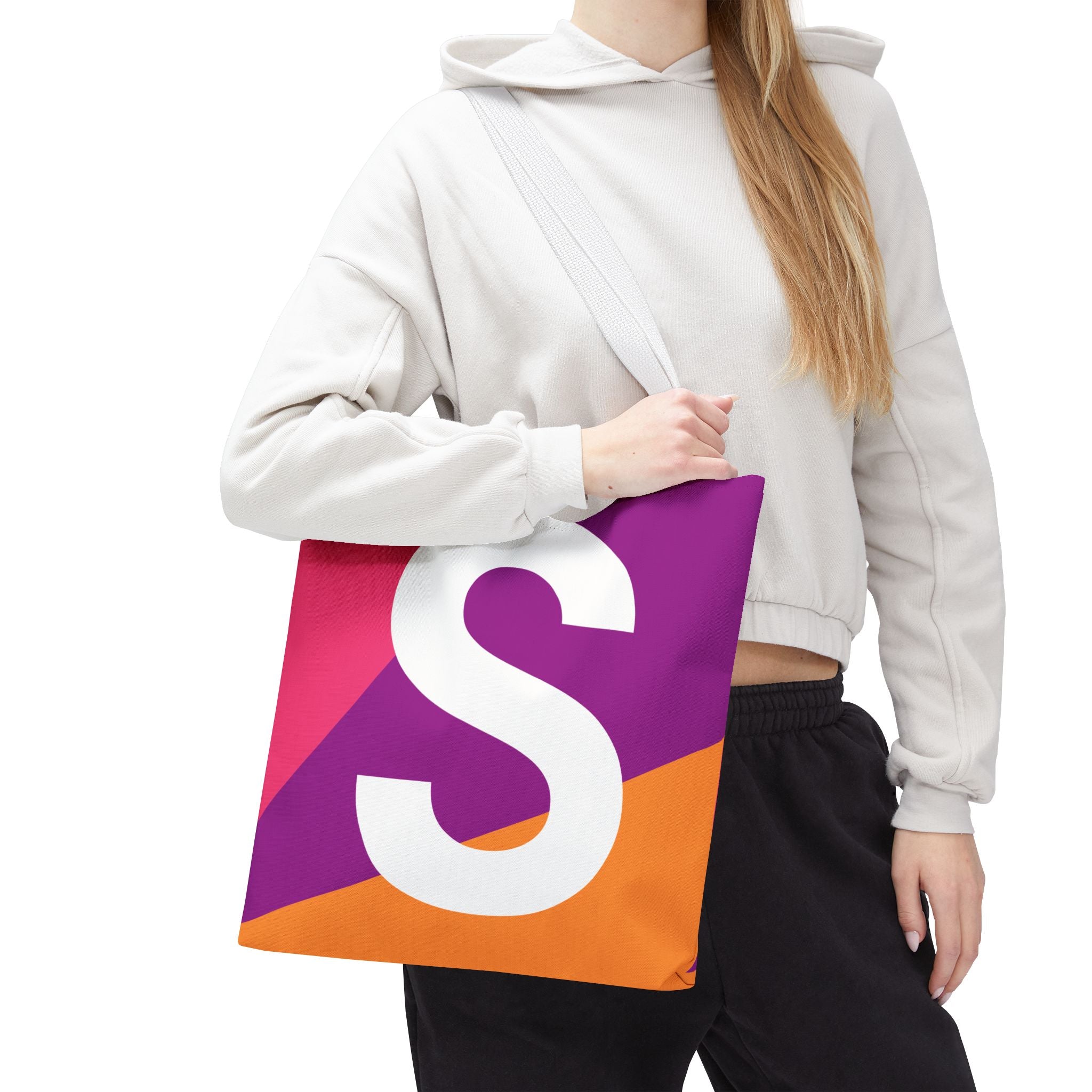 Monogram 'S' Colorblock Tote Bag — Personalized Initial S Shoulder Tote