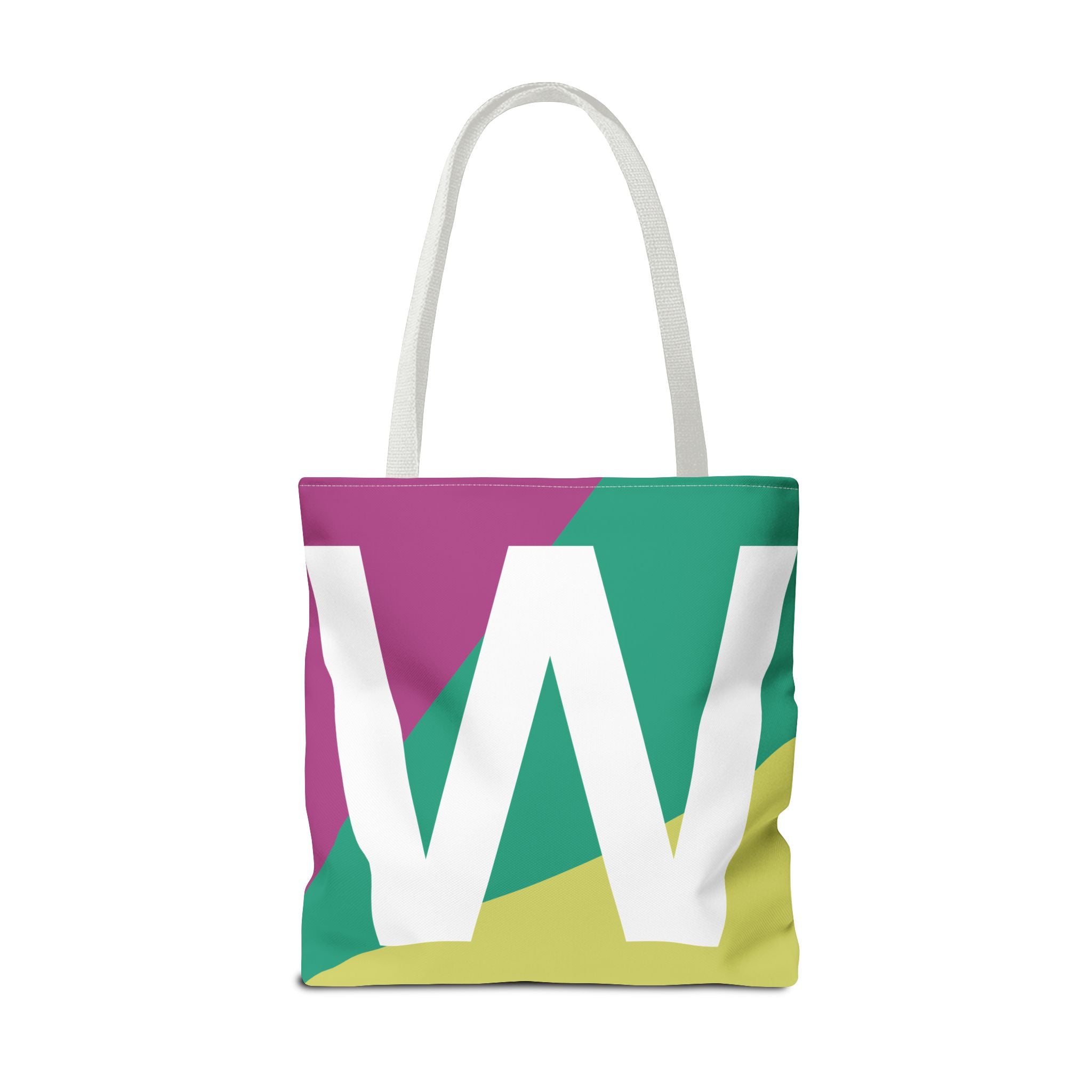 Monogram 'W' Colorblock Tote Bag — Personalized Initial W Shoulder Tote