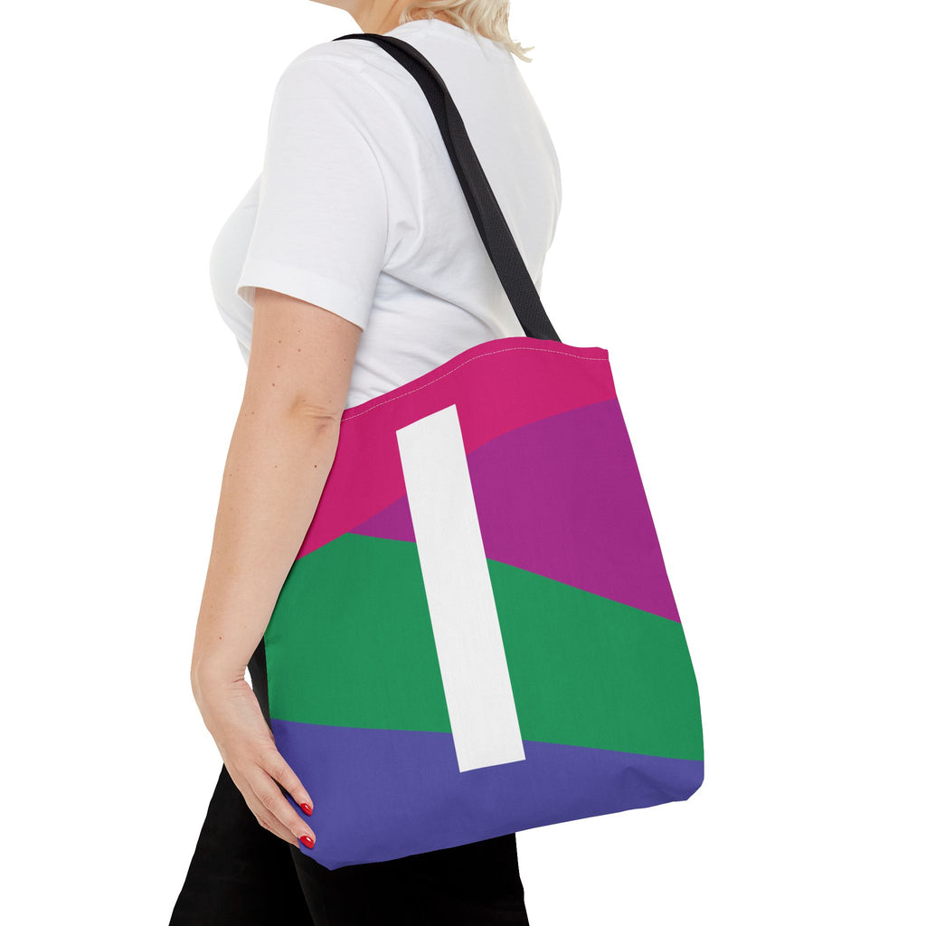 Monogram 'I' Colorblock Tote Bag — Personalized Initial I Shoulder Tote