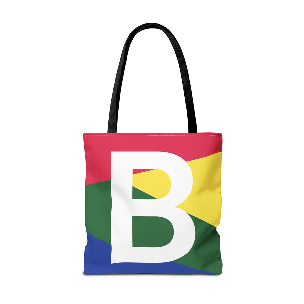 Monogram 'B' Colorblock Tote Bag — Personalized Initial B Shoulder Tote