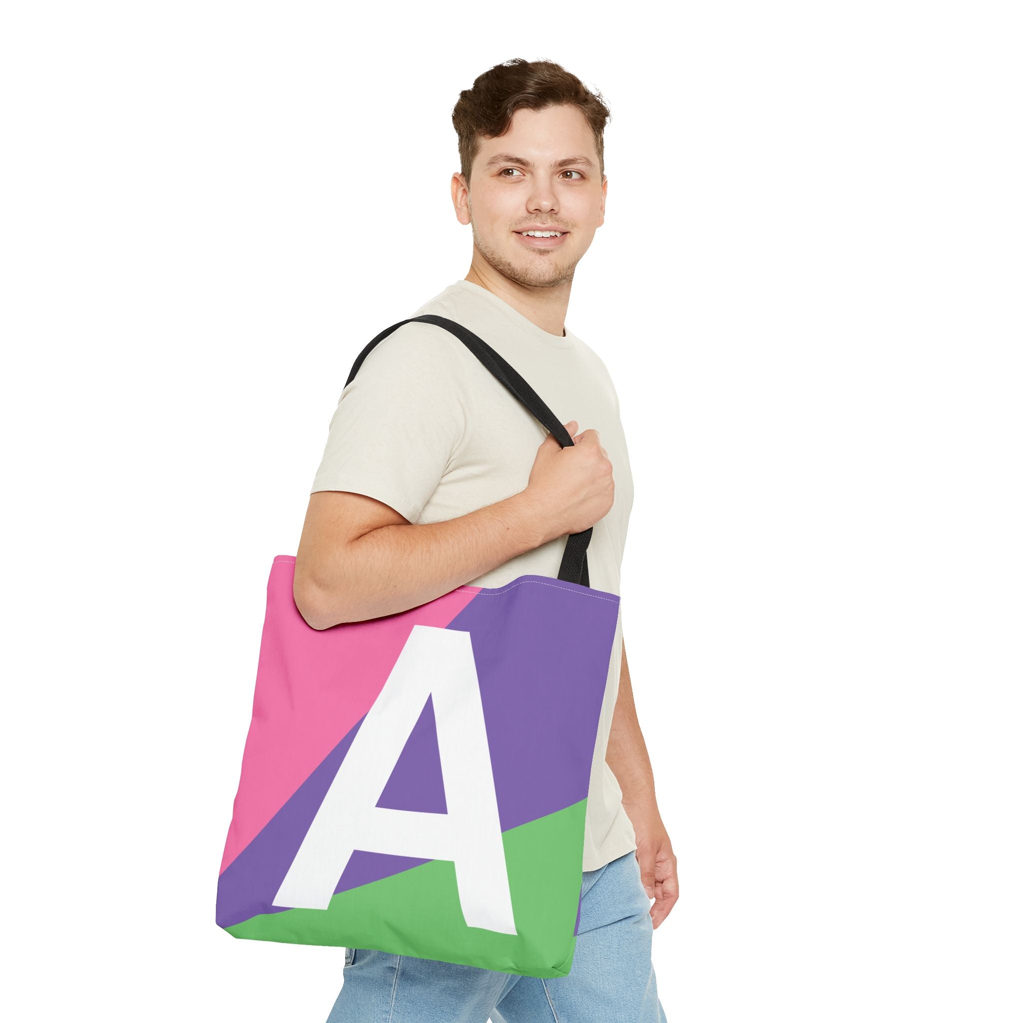 Monogram 'A' Colorblock Tote Bag — Personalized Initial A Shoulder Tote