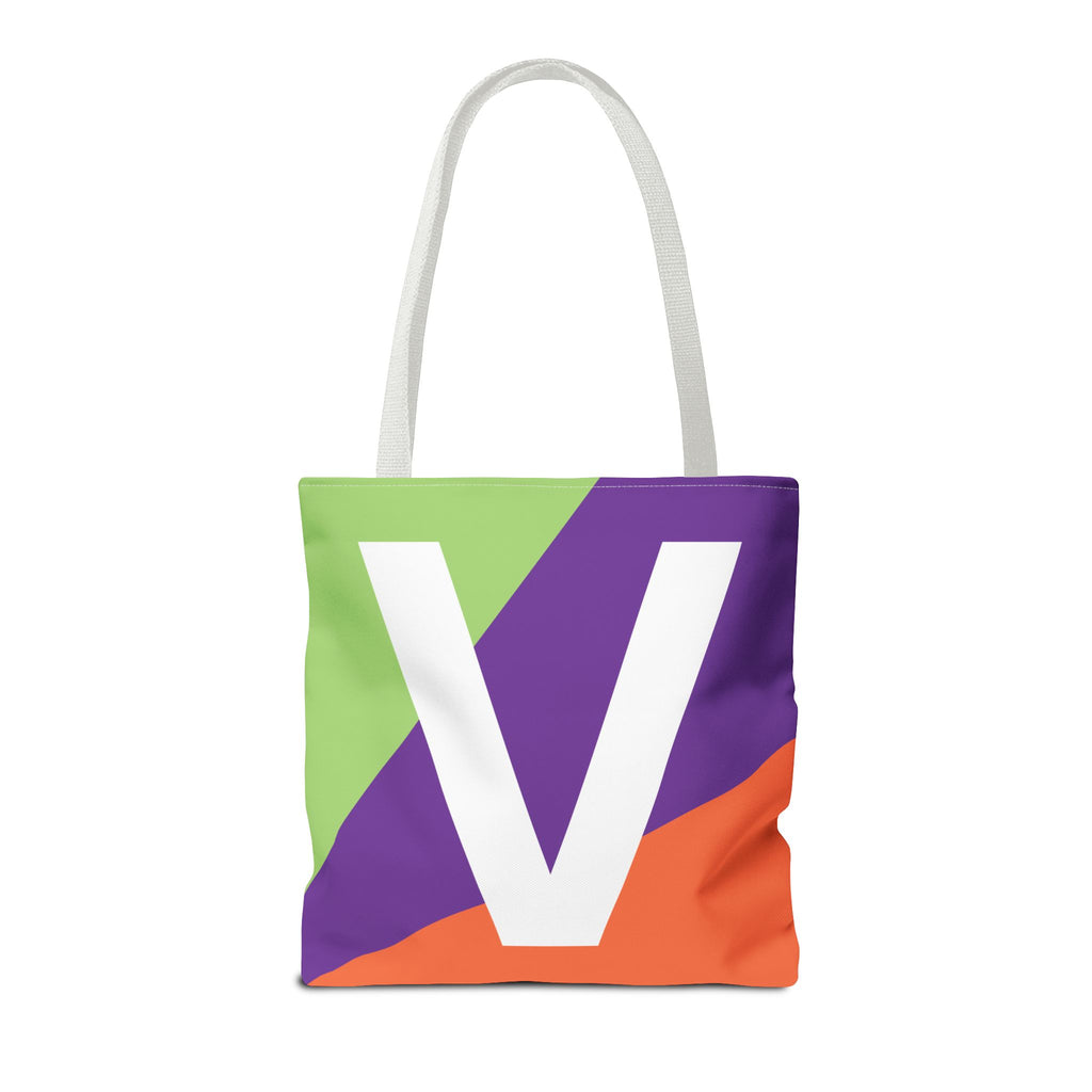 Monogram 'V' Colorblock Tote Bag — Personalized Initial V Shoulder Tote