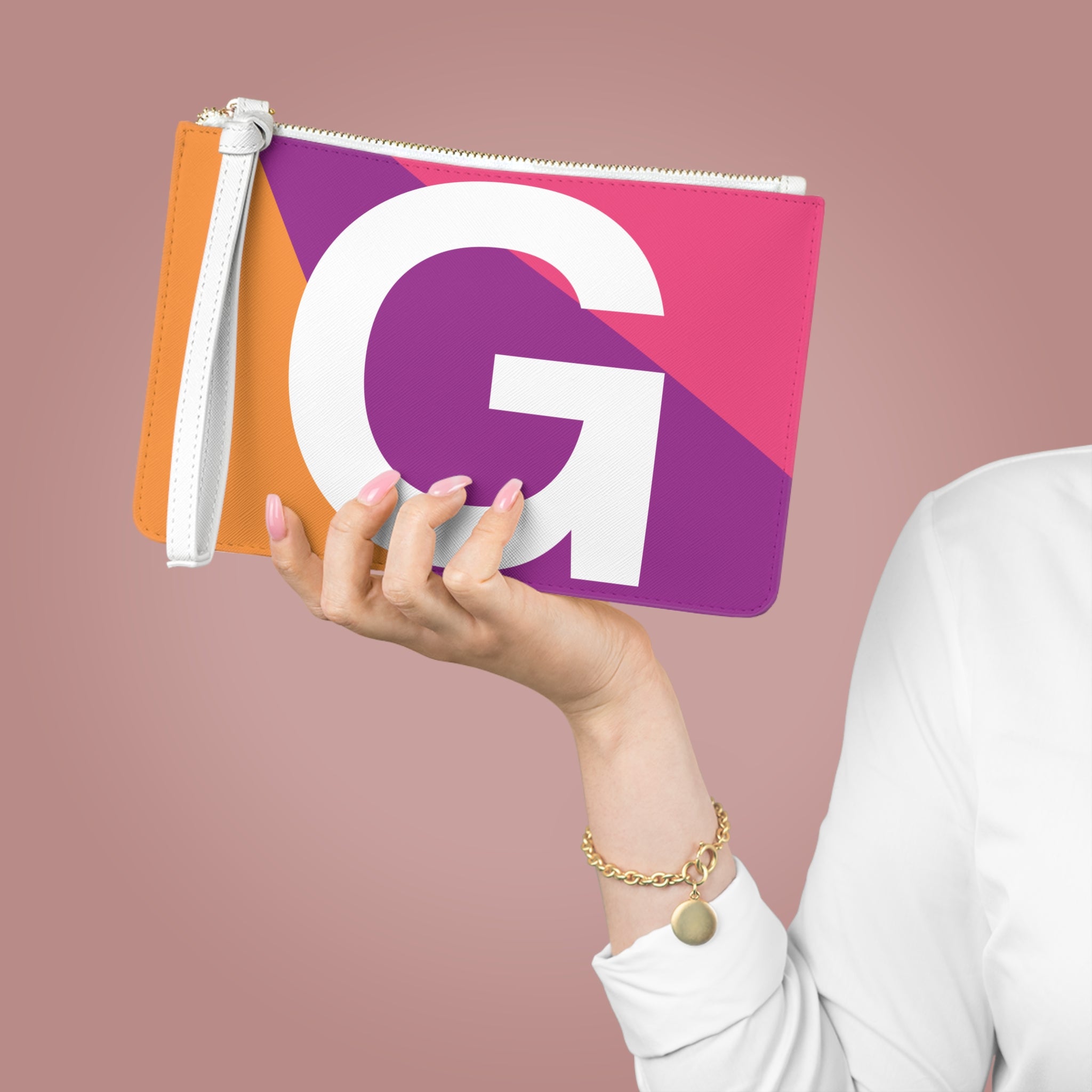Monogram 'G' Colorblock Clutch Bag — Bold Geometric Wristlet for Everyday & Gifts