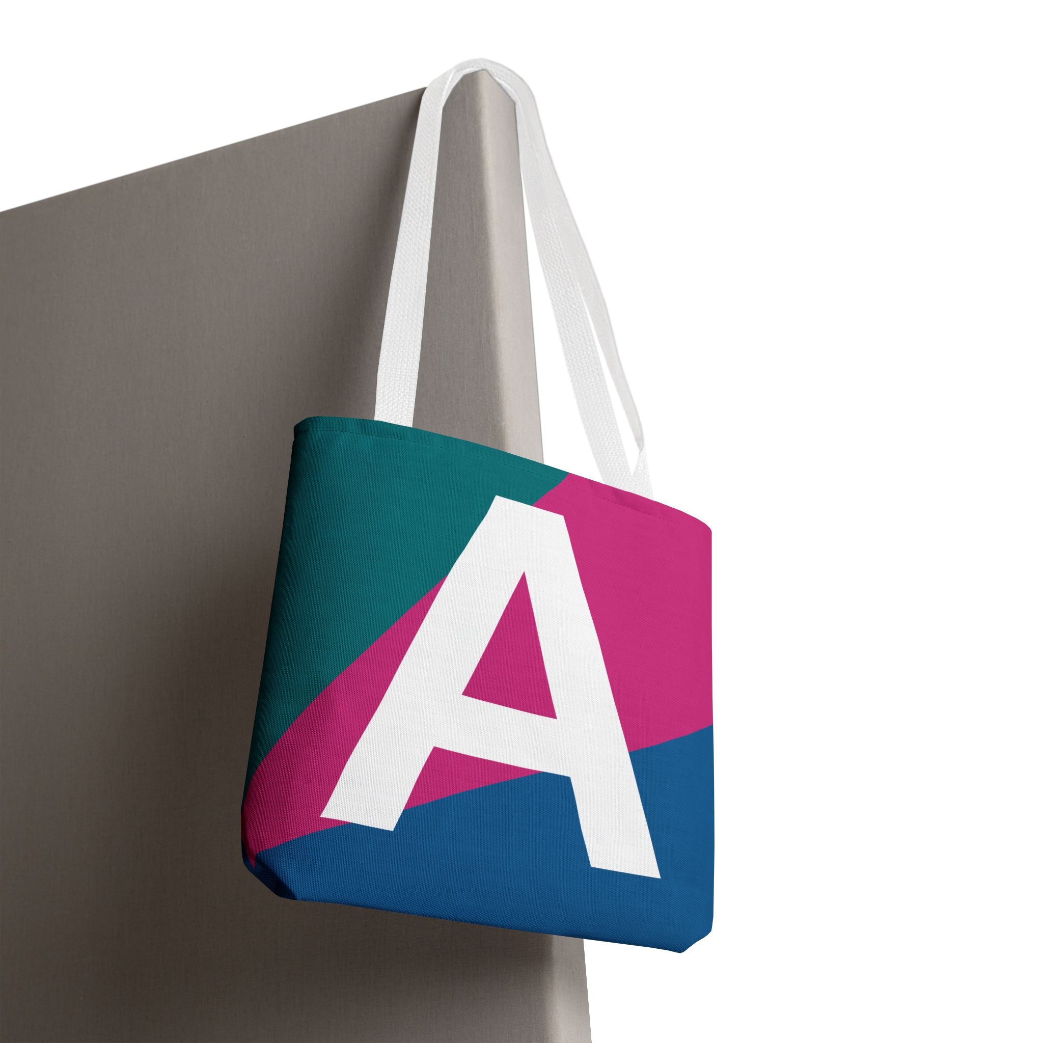 Monogram 'A' Colorblock Tote Bag — Personalized Initial A Shoulder Tote