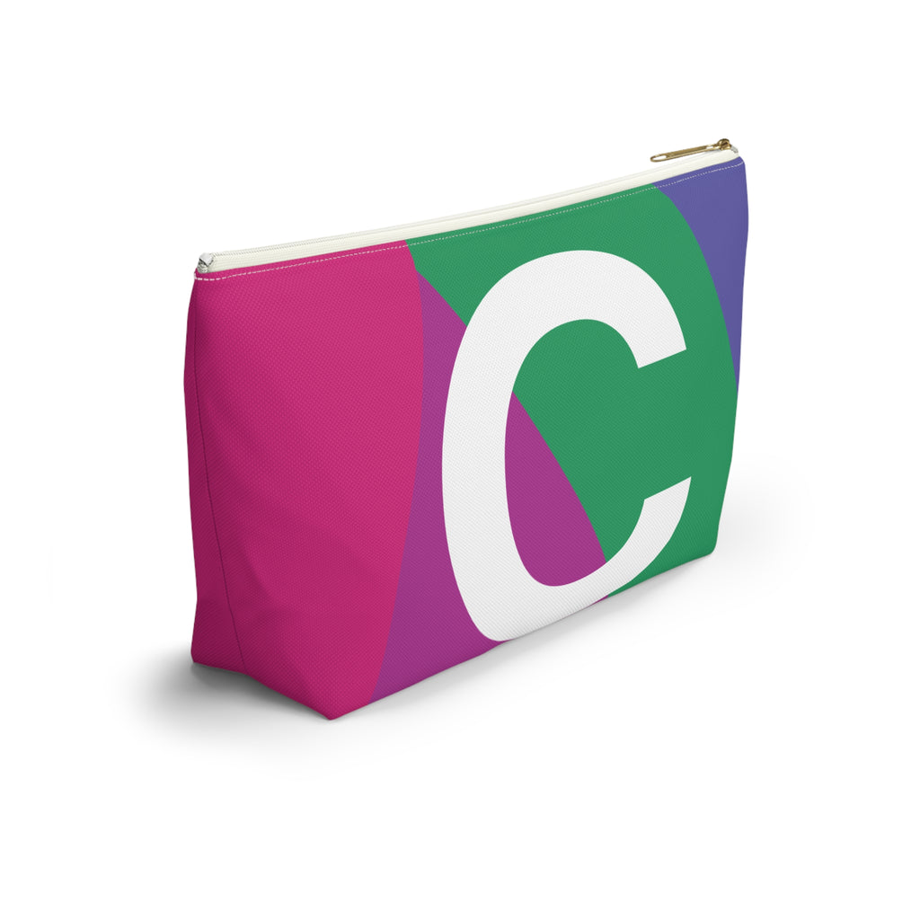 Initials Colorblock Accessory Pouch — Monogram C T-Bottom Cosmetic Bag