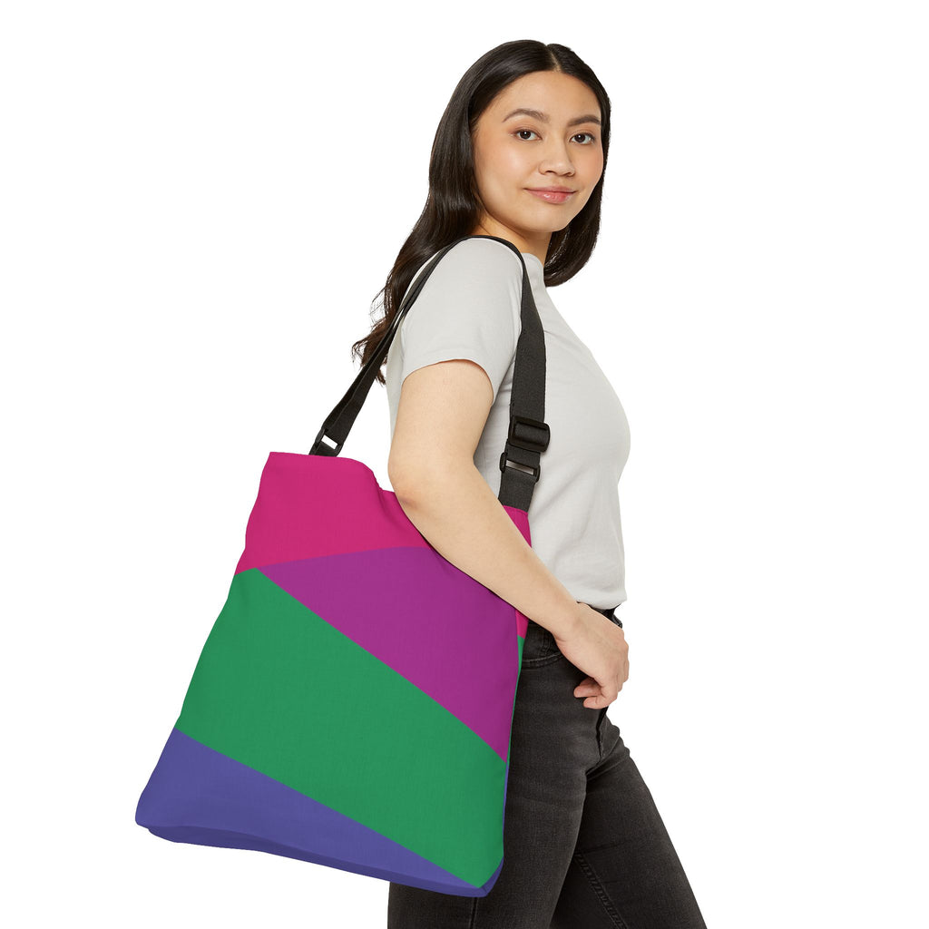 Colorblock Geometric Tote Bag — Adjustable Strap, Bright Abstract Pattern