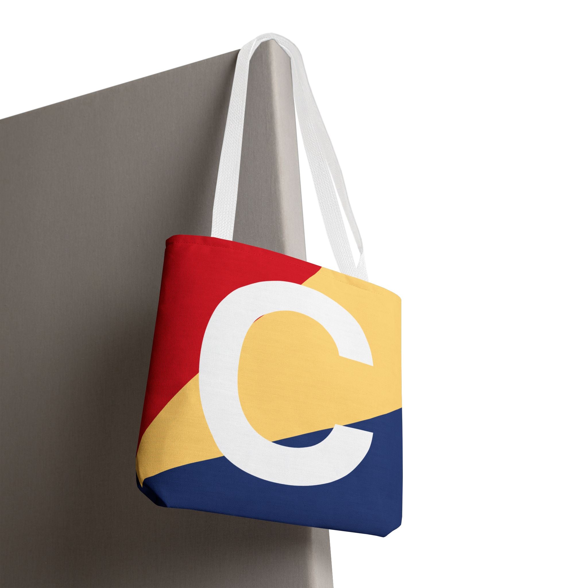 Monogram 'C' Colorblock Tote Bag — Personalized Initial C Shoulder Tote