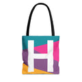 Monogram 'H' Colorblock Tote Bag — Personalized Initial H Shoulder Tote