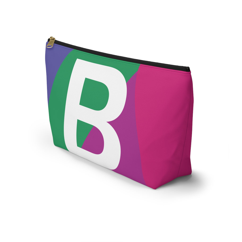 Initials Colorblock Accessory Pouch — Monogram B T-Bottom Cosmetic Bag