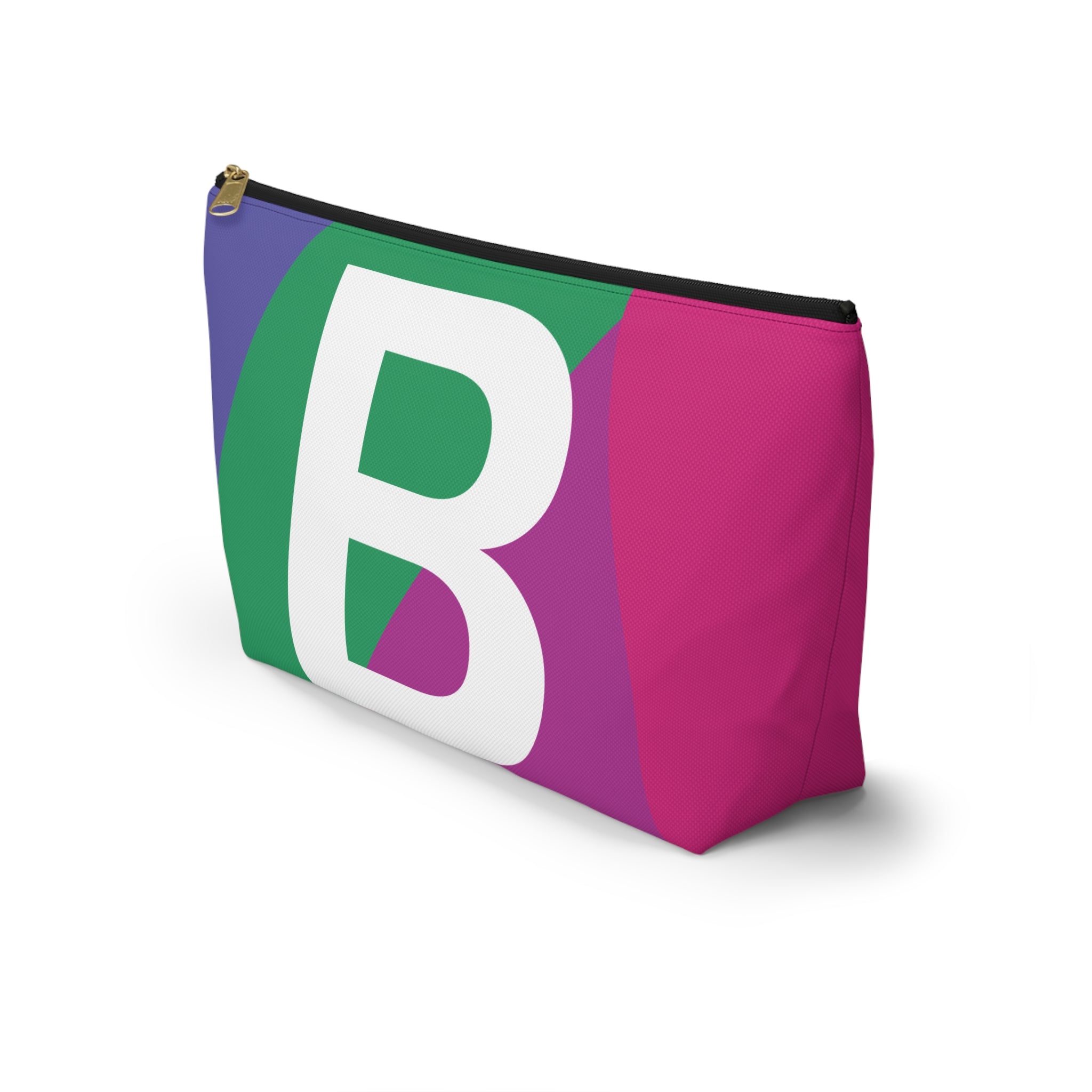 Initials Colorblock Accessory Pouch — Monogram B T-Bottom Cosmetic Bag