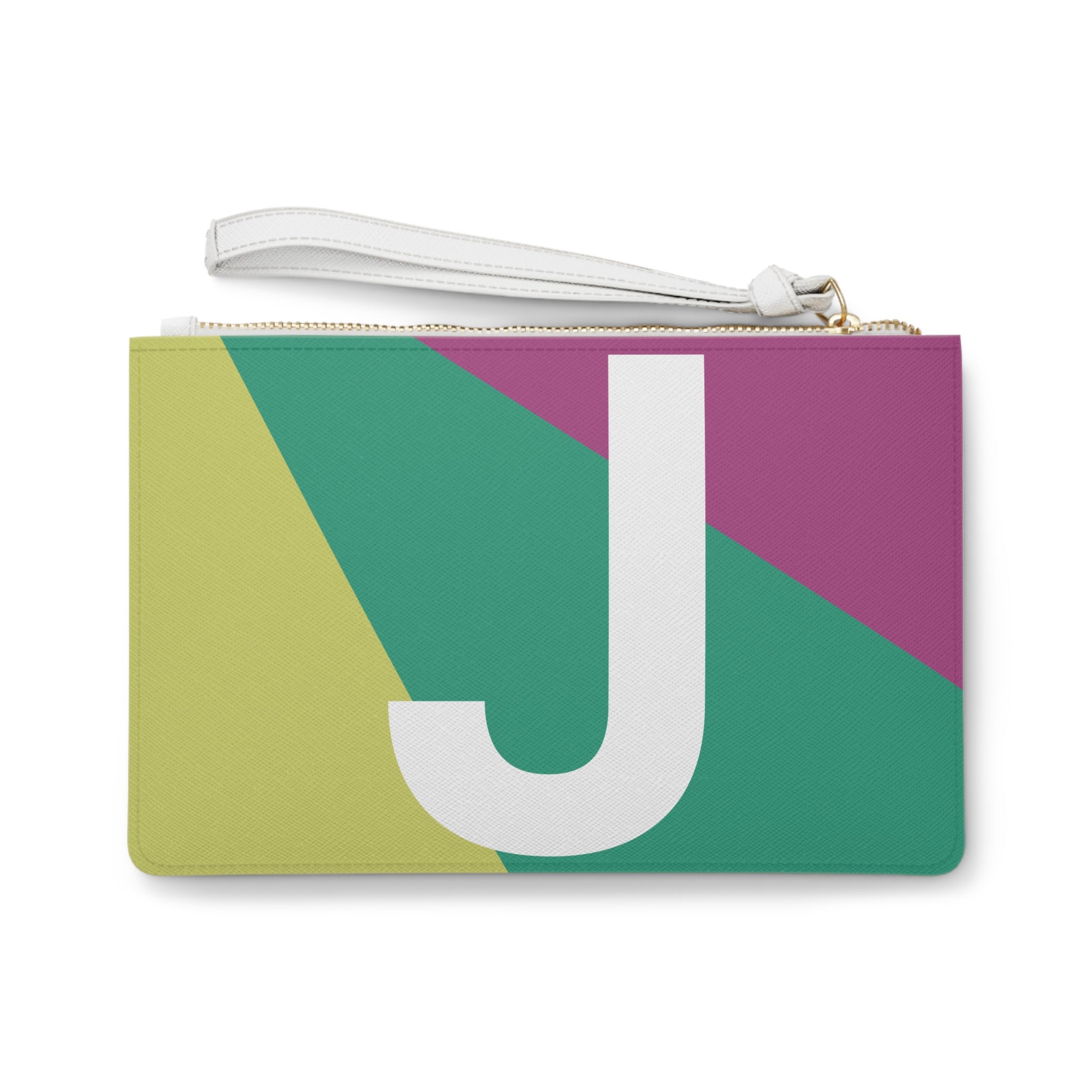 Monogram 'J' Colorblock Clutch Bag — Bold Geometric Wristlet for Everyday & Gifts