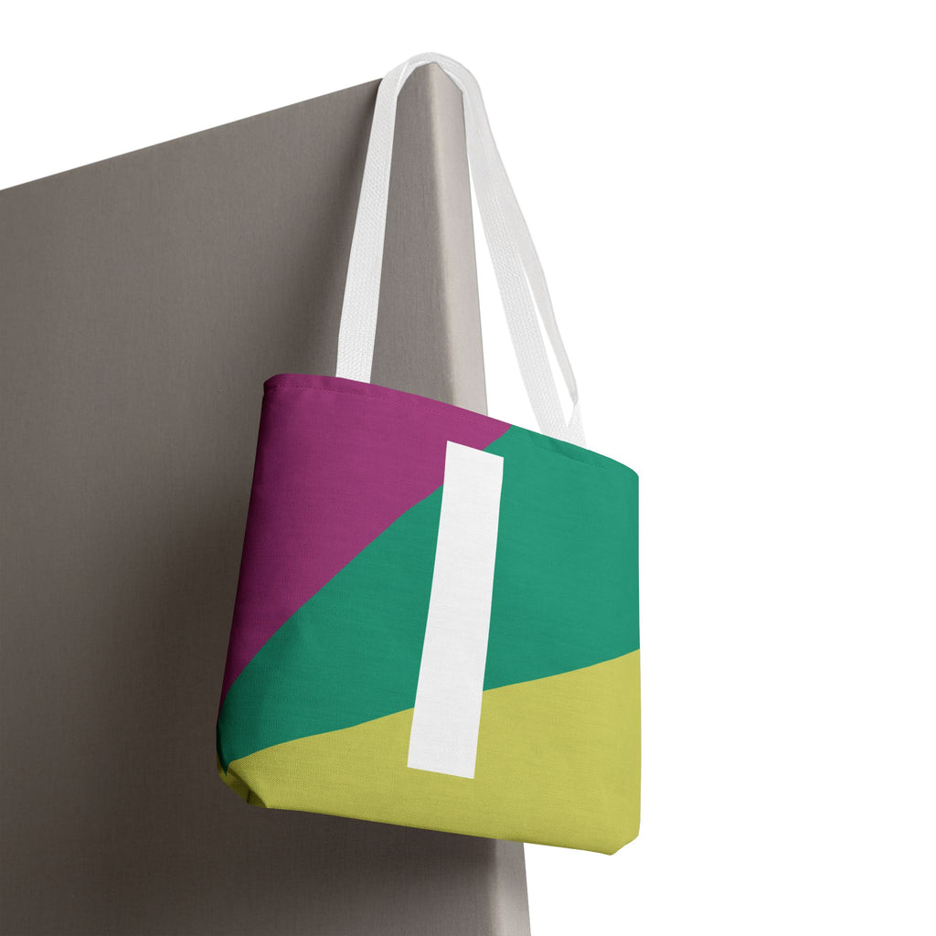 Monogram 'I' Colorblock Tote Bag — Personalized Initial I Shoulder Tote