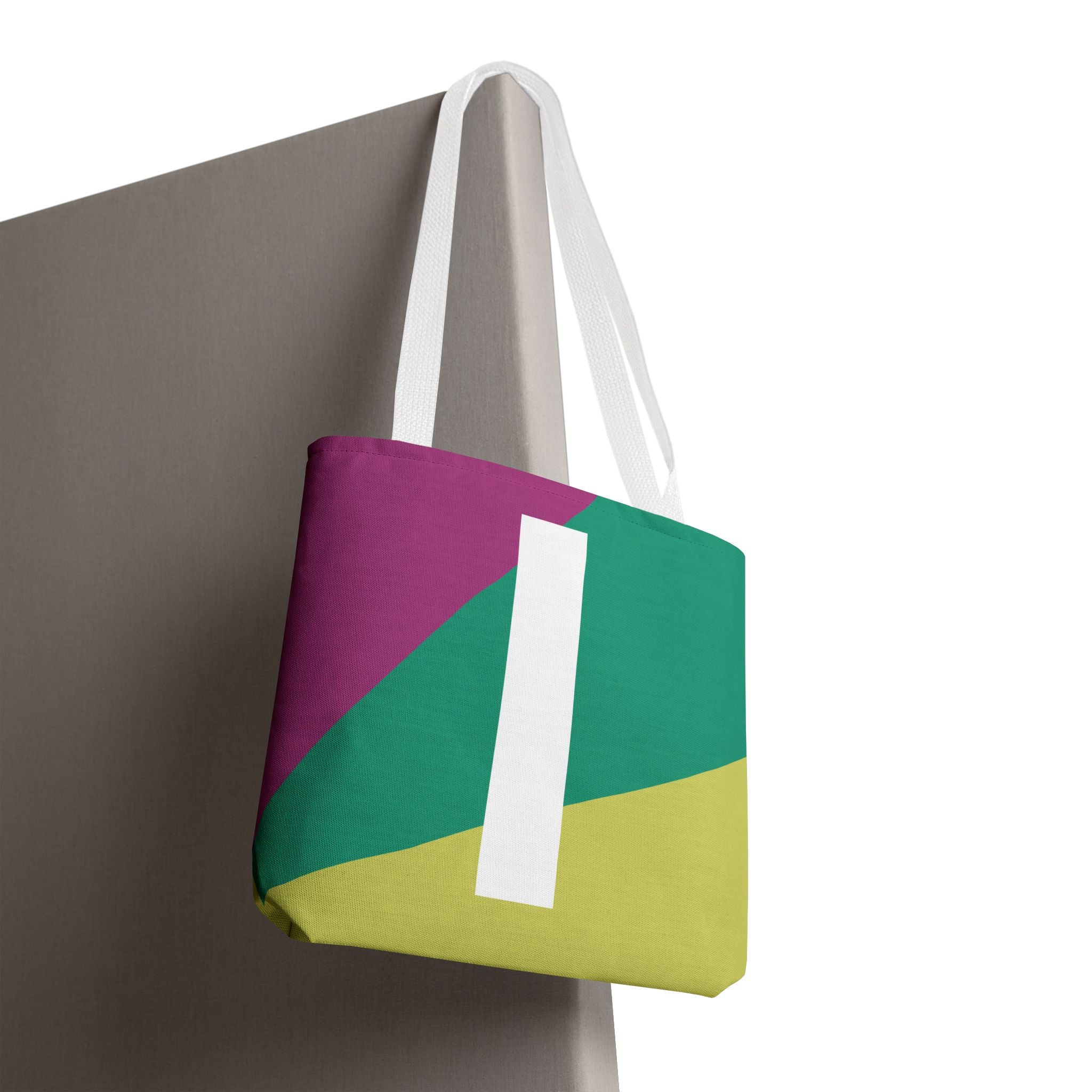 Monogram 'I' Colorblock Tote Bag — Personalized Initial I Shoulder Tote