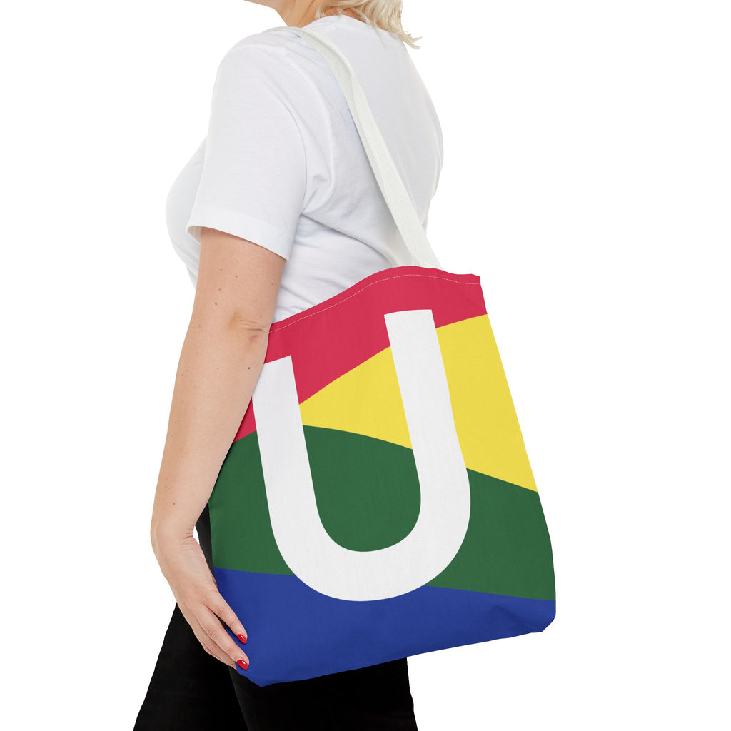 Monogram 'U' Colorblock Tote Bag — Personalized Initial U Shoulder Tote