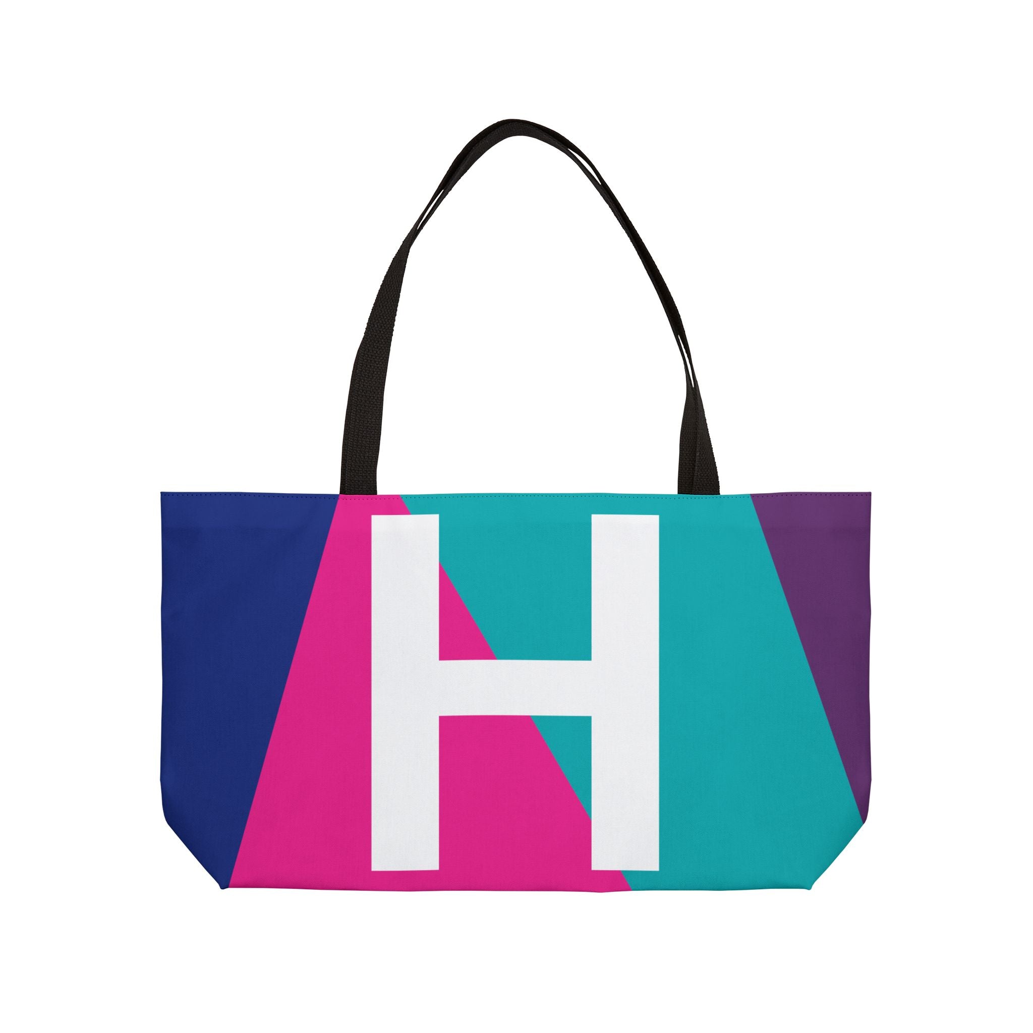 Personalized 'H' Colorblock Tote Bag — Monogram Weekender Tote